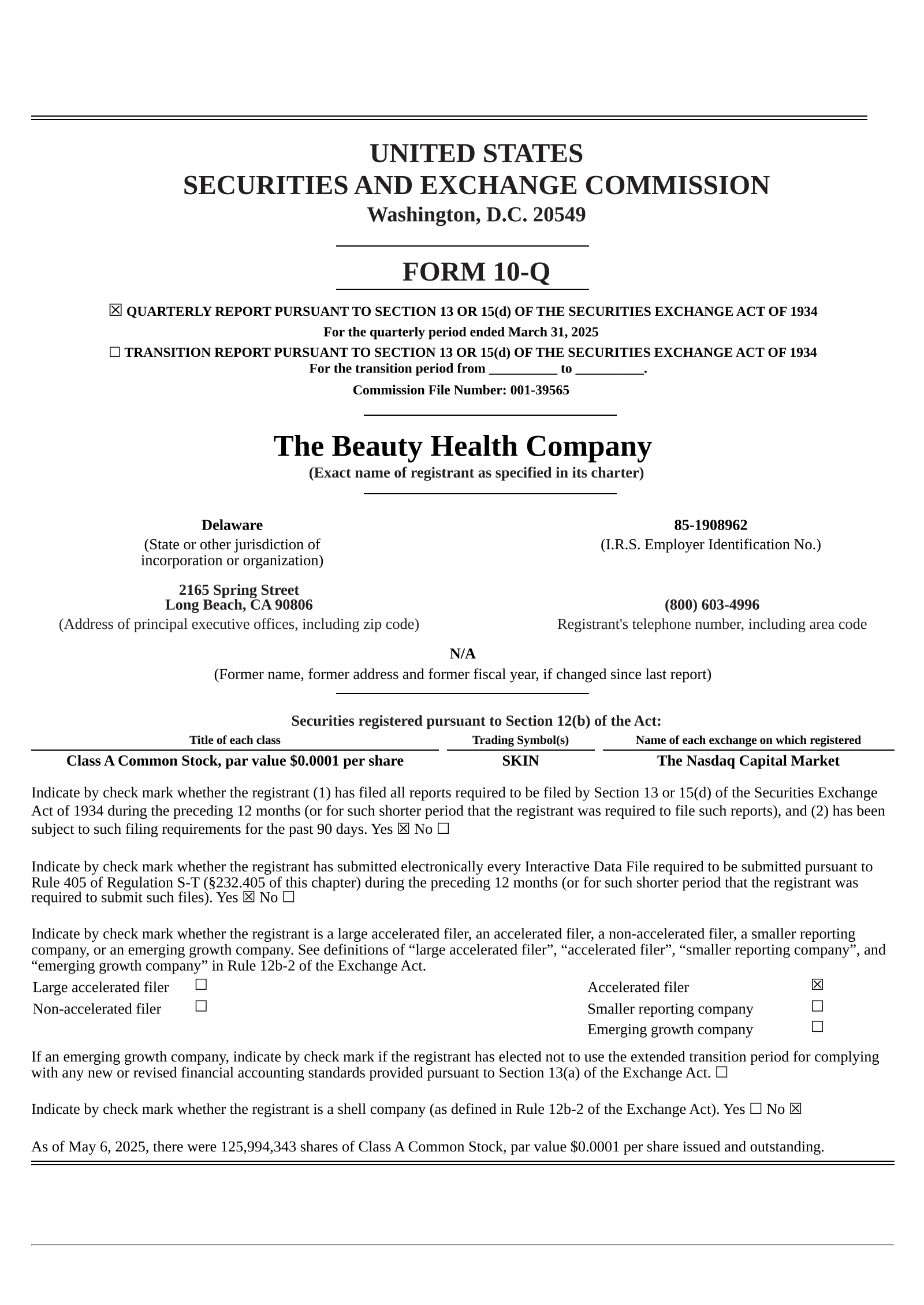 Beauty Health's Q1 2025 Quarterly report