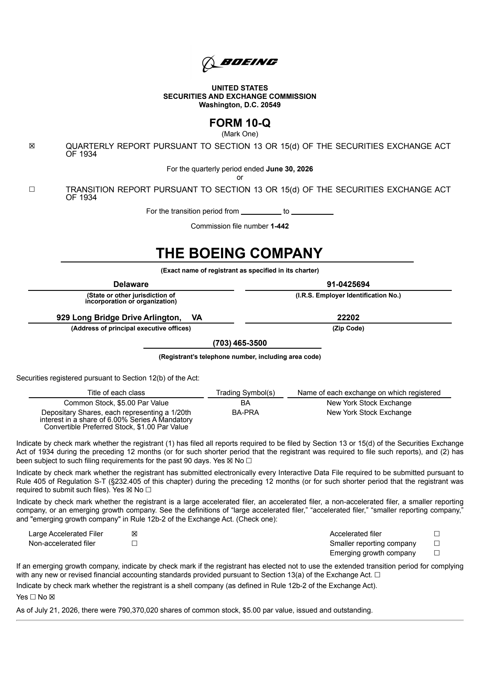 Boeing's Q2 2026 Quarterly report