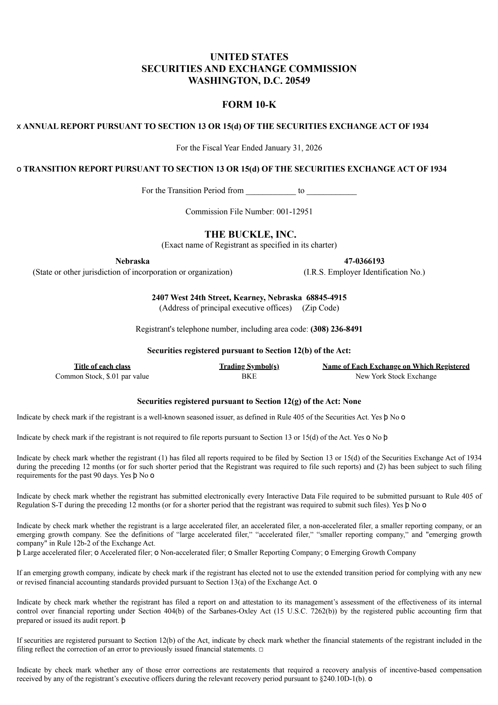 Buckle's Q4 2026 Annual report