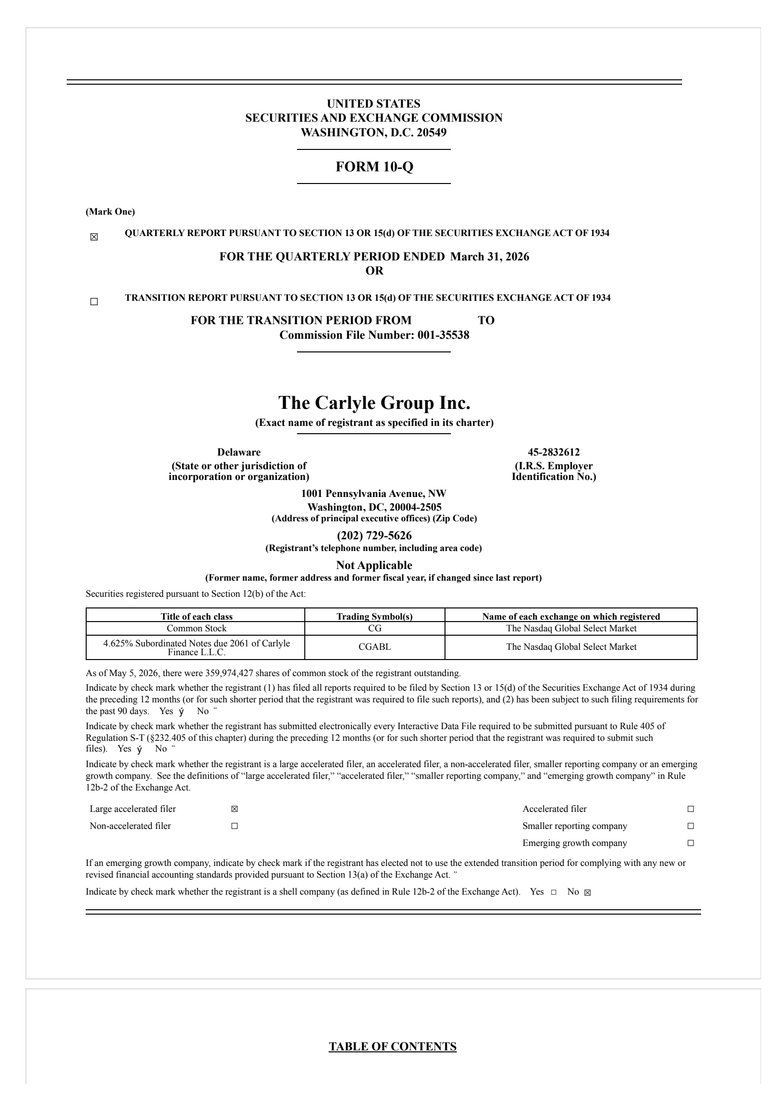 Carlyle Group's Q1 2026 Quarterly report