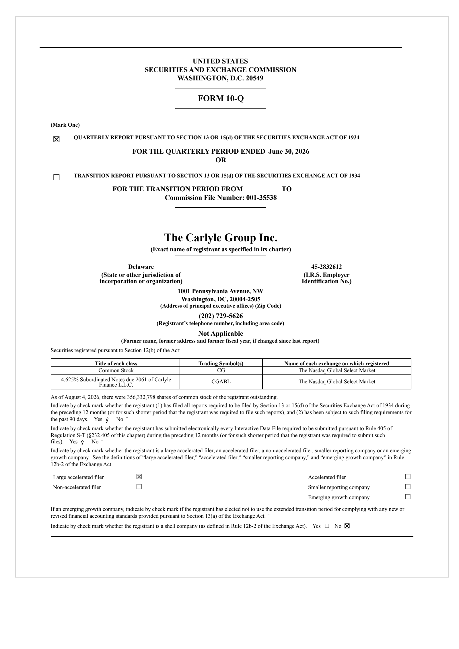 Carlyle Group's Q2 2026 Quarterly report