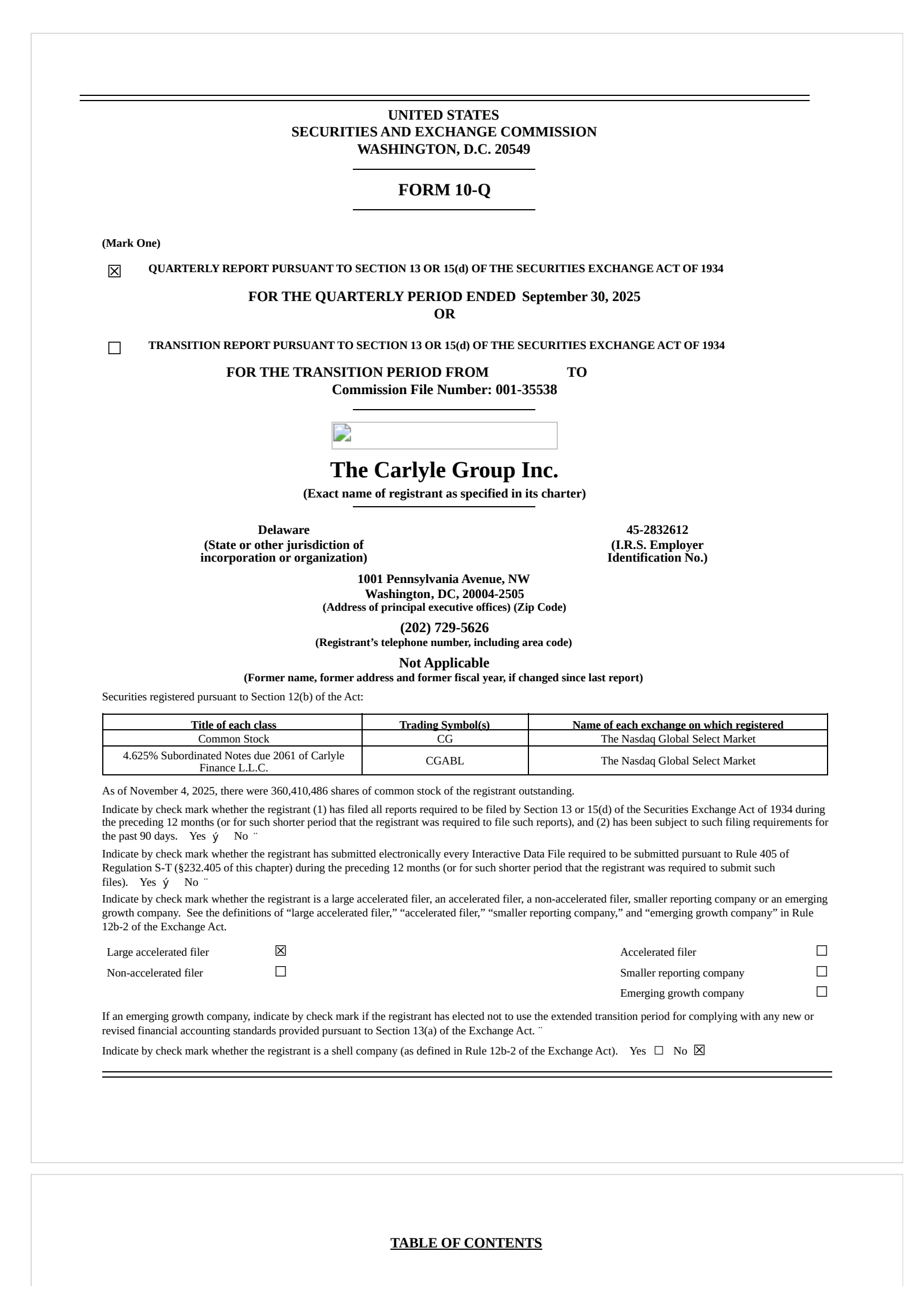 Carlyle Group's Q3 2025 Quarterly Report