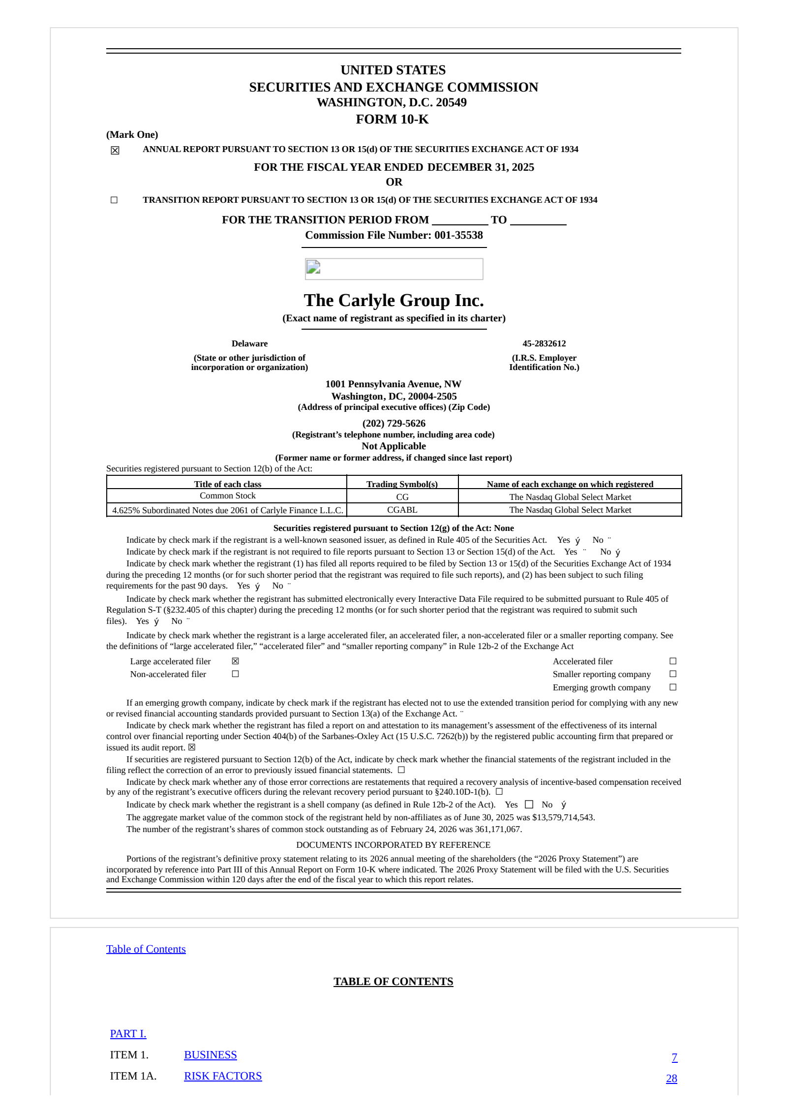 Carlyle Group's Q4 2025 Annual report