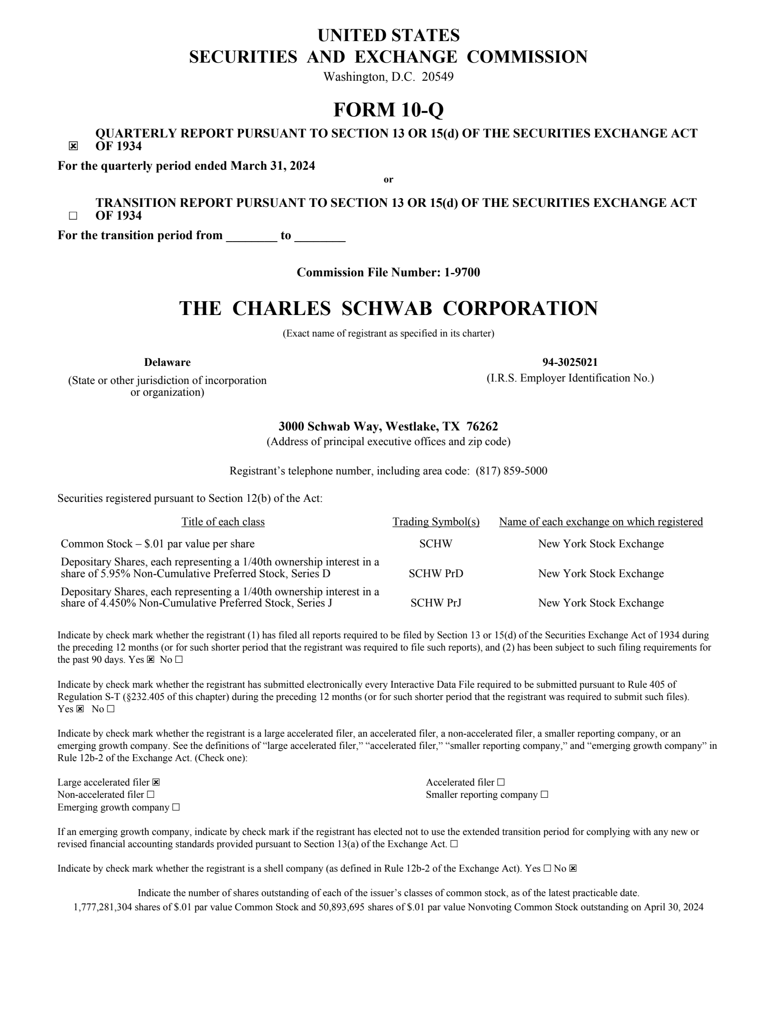 Charles Schwab's Q1 2024 Quarterly report