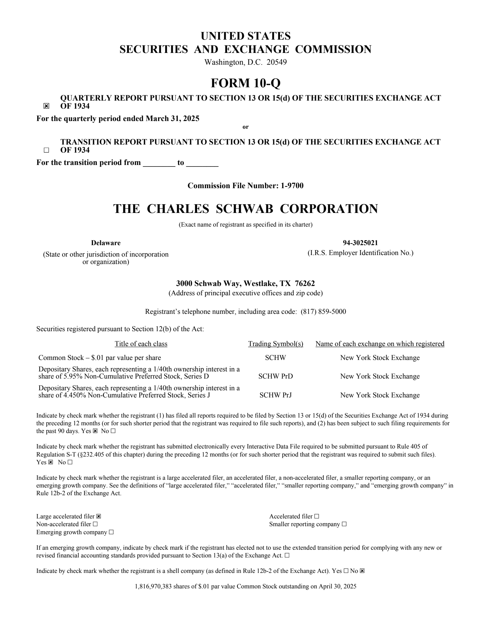 Charles Schwab's Q1 2025 Quarterly report