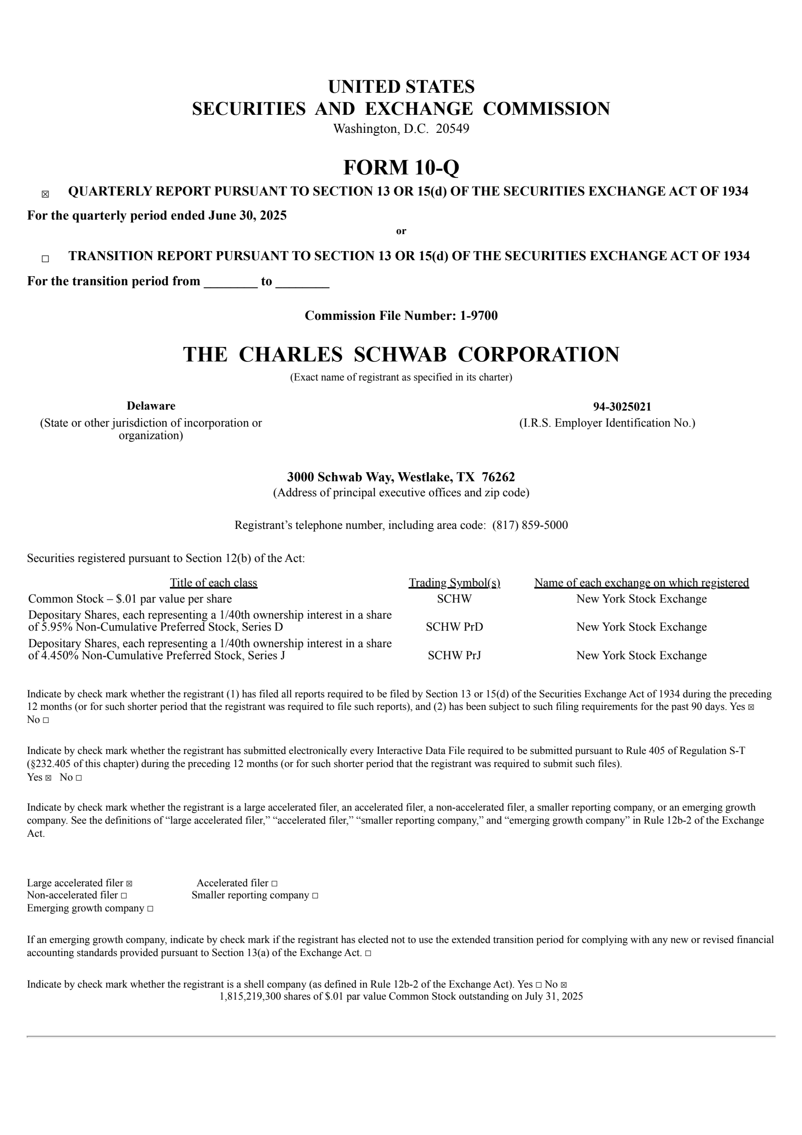 Charles Schwab's Q2 2025 Quarterly report