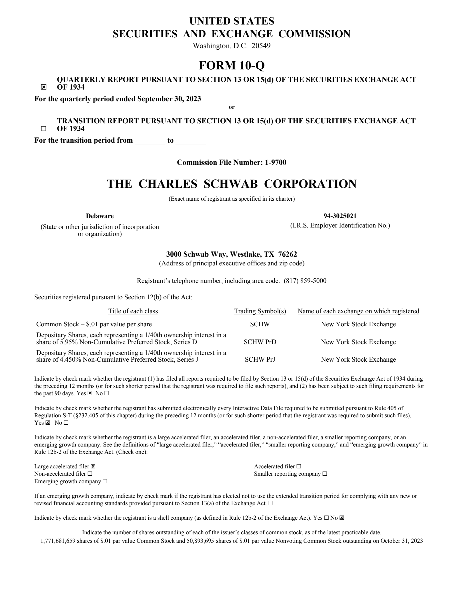 Charles Schwab's Q3 2023 Quarterly report