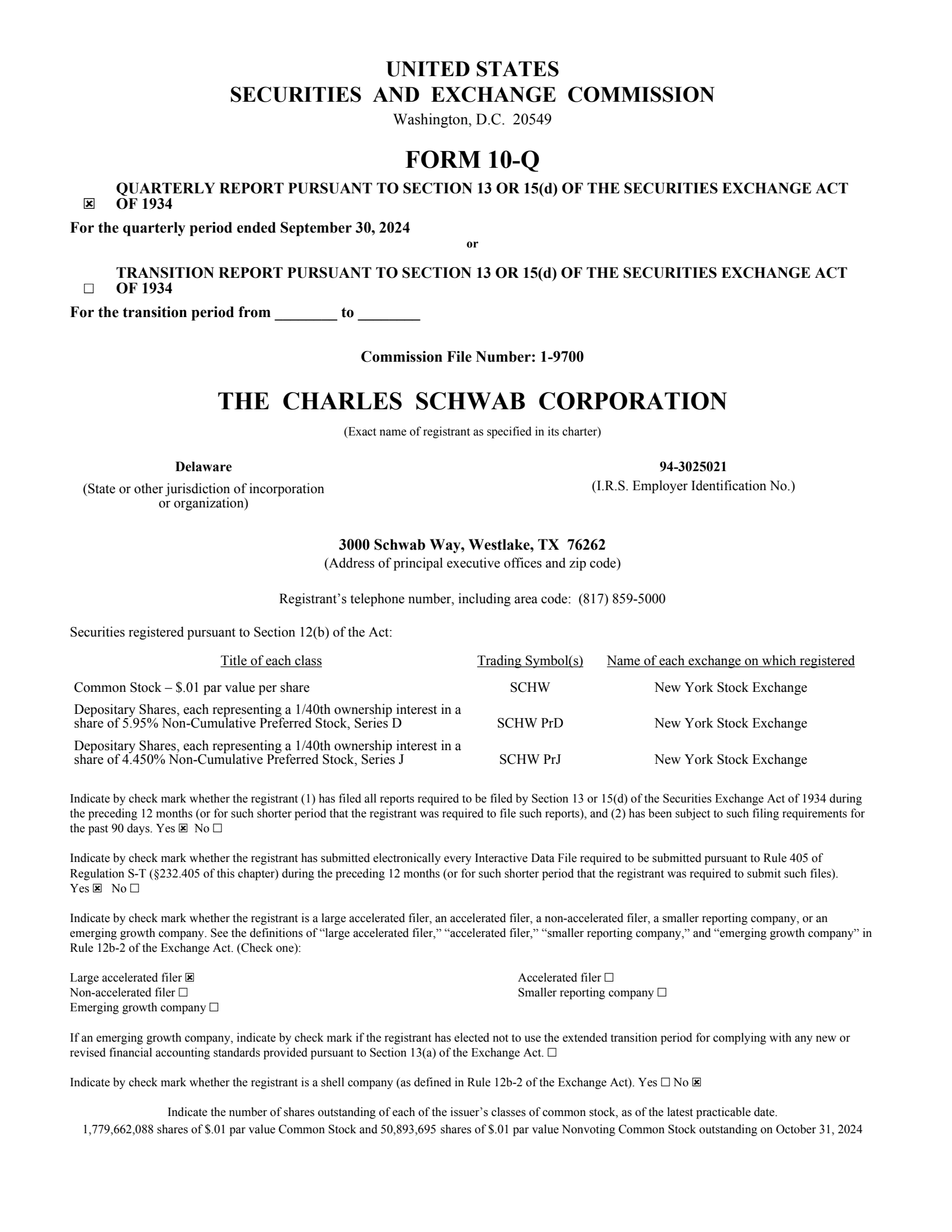 Charles Schwab's Q3 2024 Quarterly report