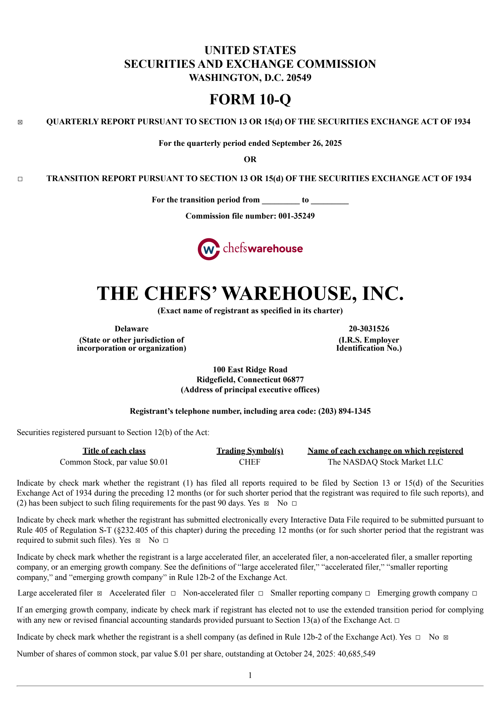 Chefs' Warehouse's Q3 2025 Quarterly Report
