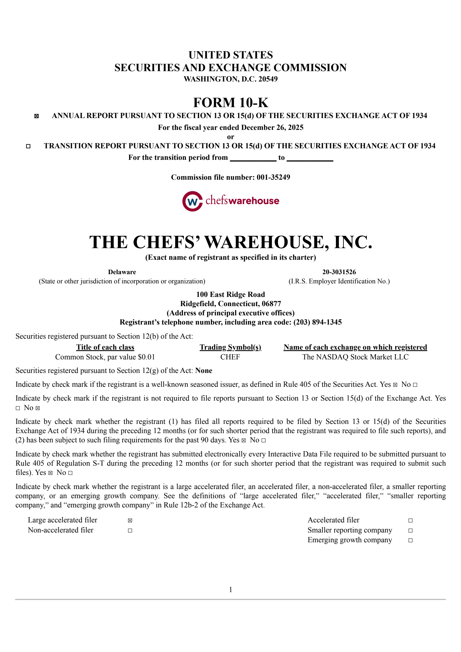 Chefs' Warehouse's Q4 2025 Annual report