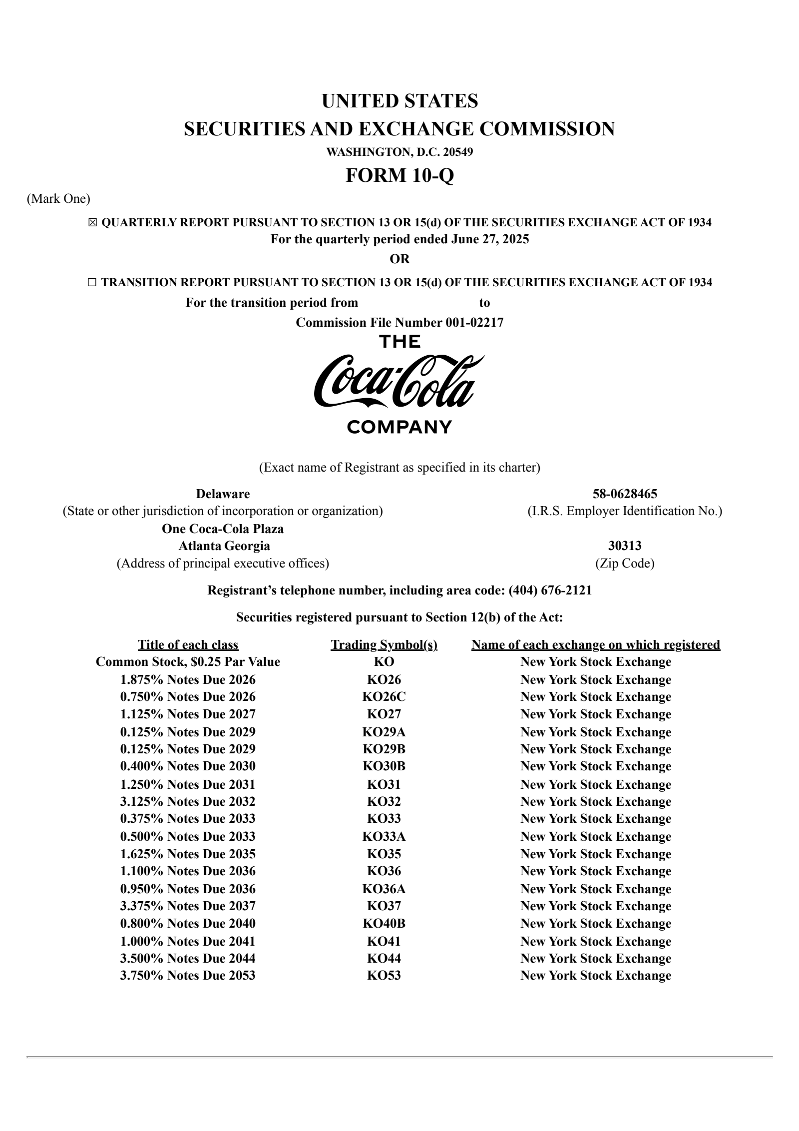 CocaCola's Q2 2025 Quarterly report