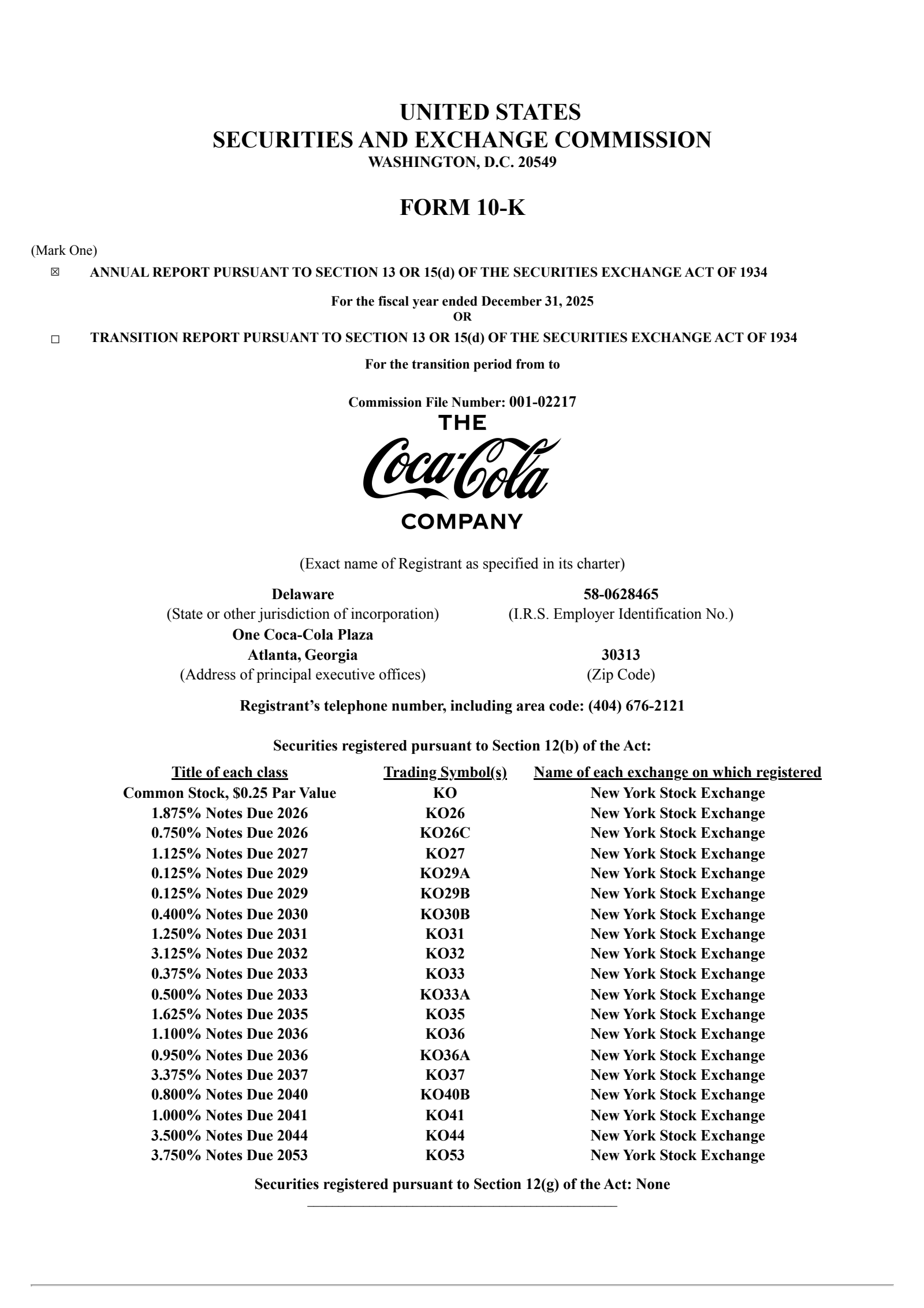 CocaCola's Q4 2025 Annual report