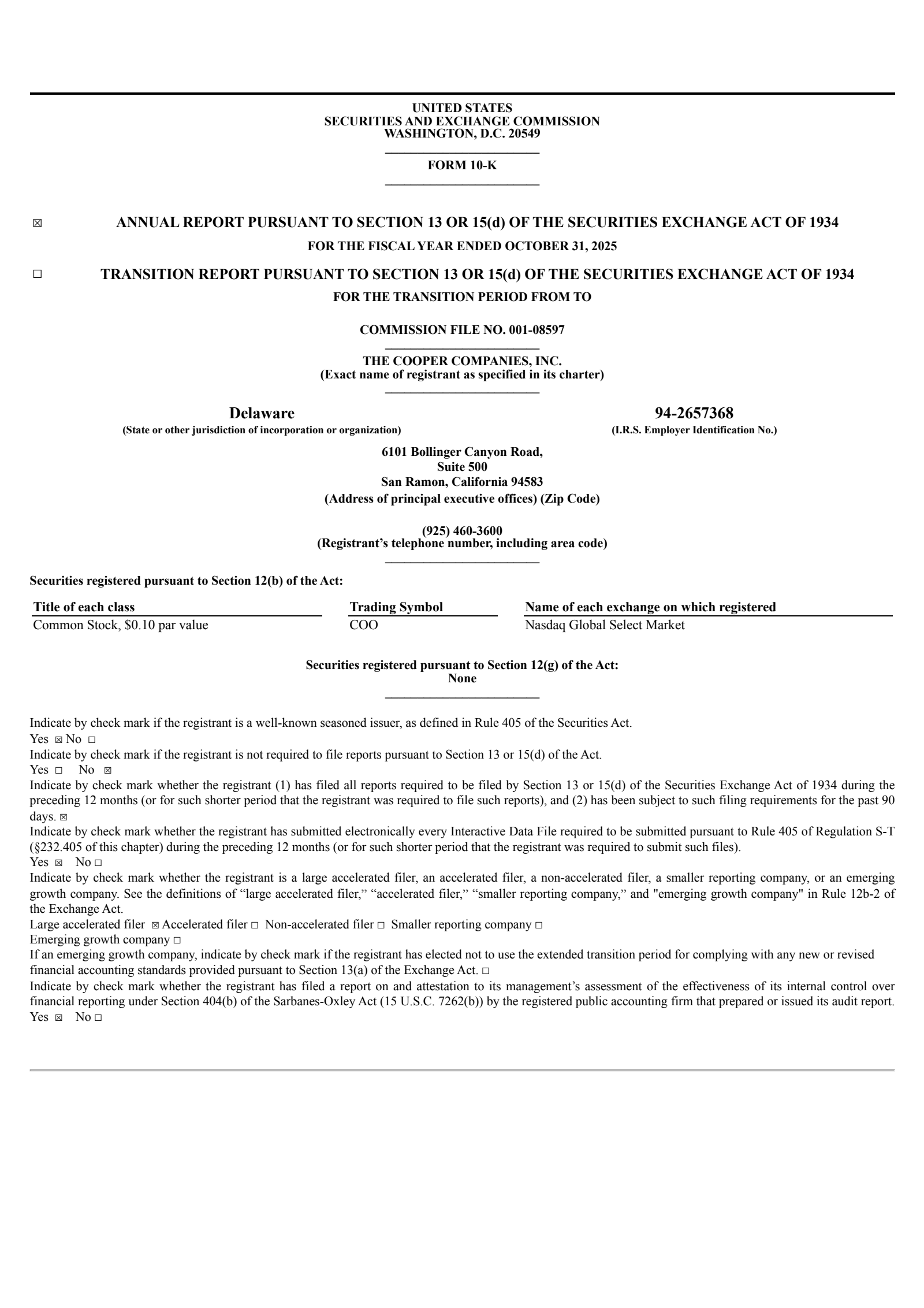 Cooper Companies' Q4 2025 Annual Report