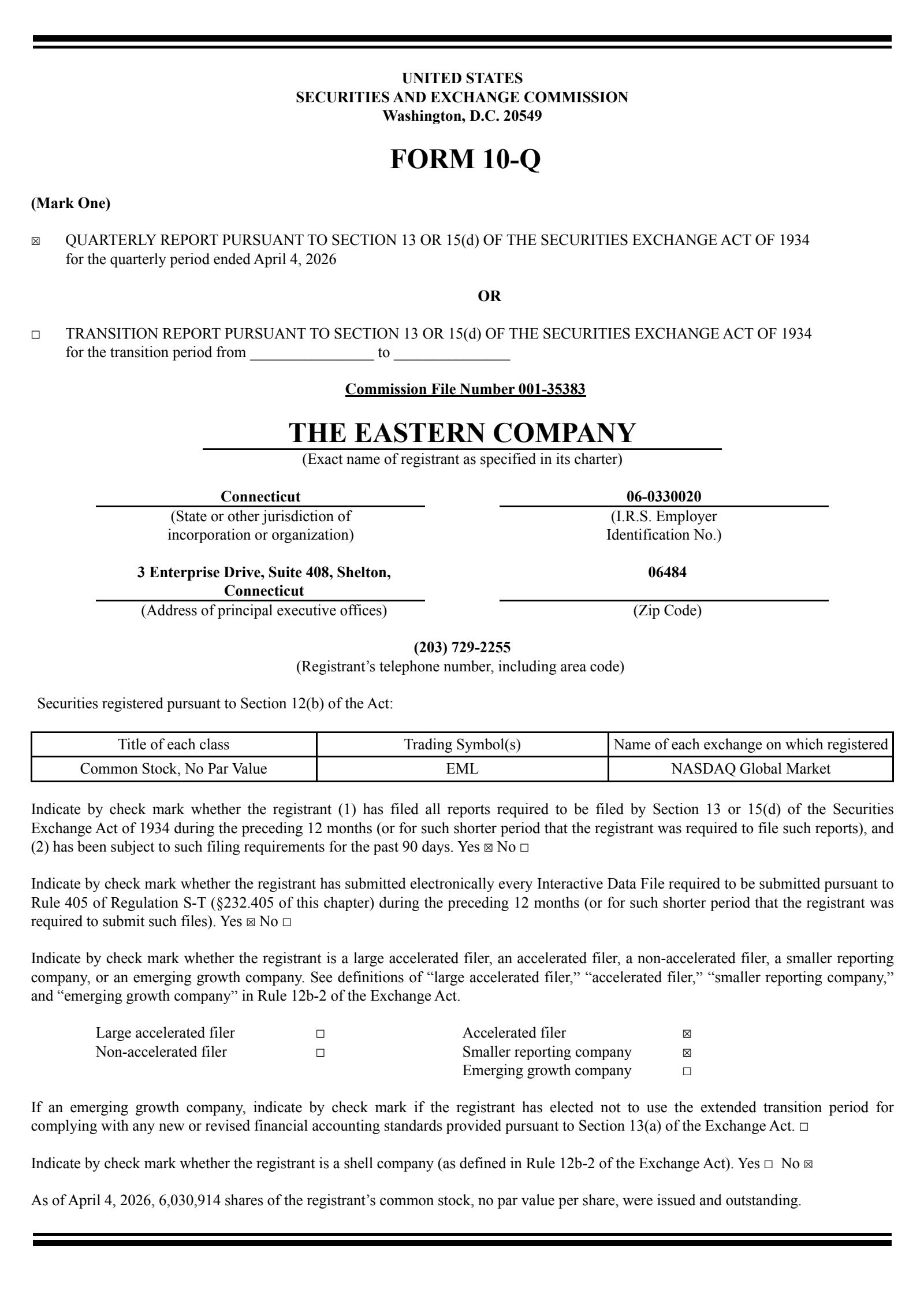 Eastern's Q1 2026 Quarterly report