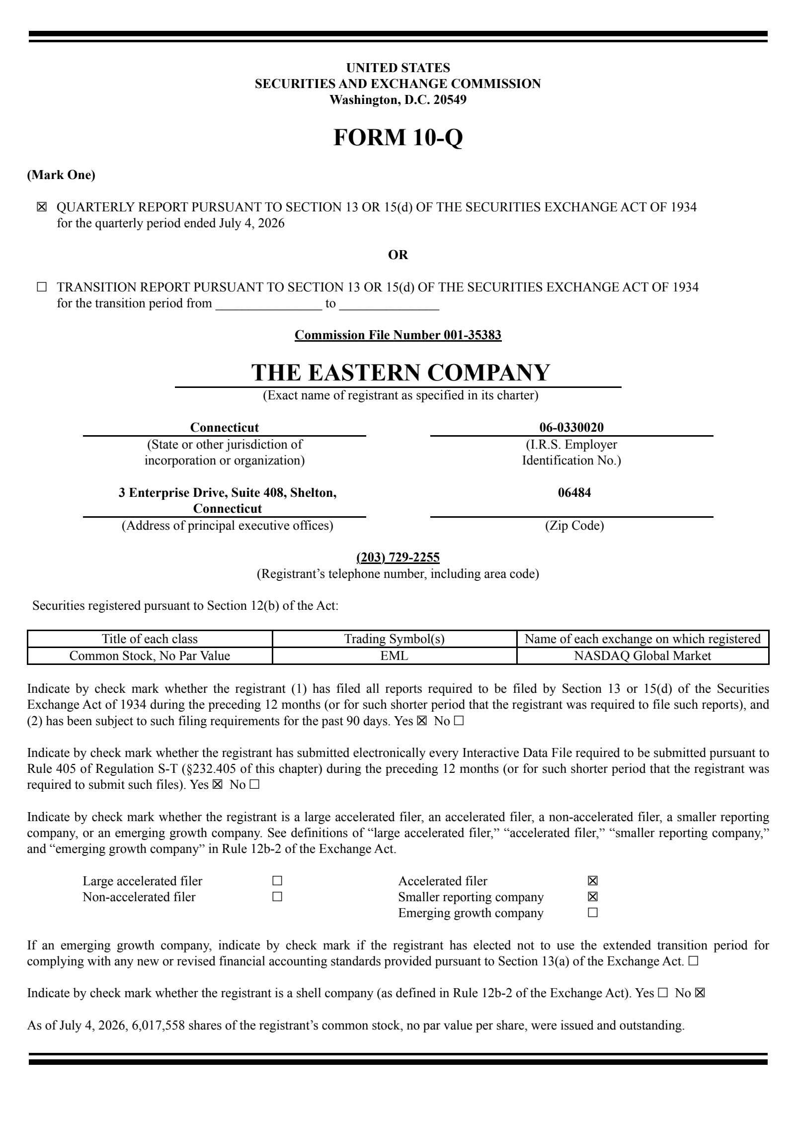 Eastern's Q2 2026 Quarterly report