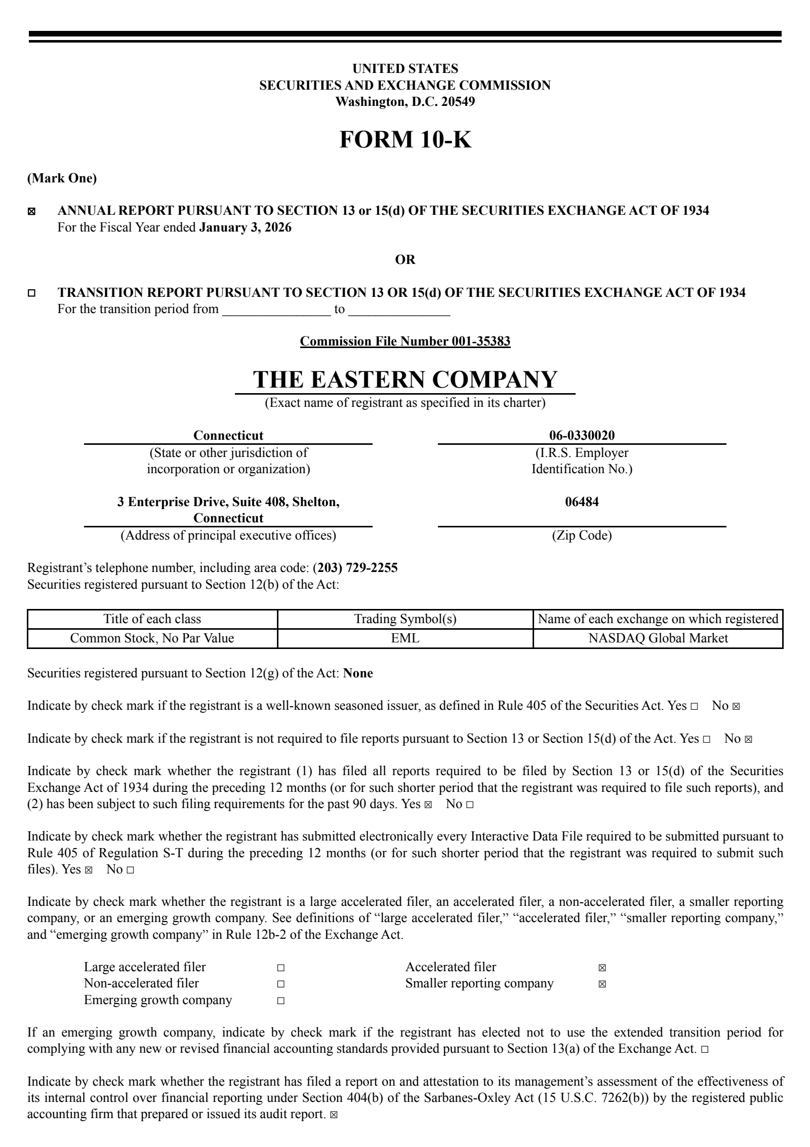 Eastern's Q4 2025 Annual report