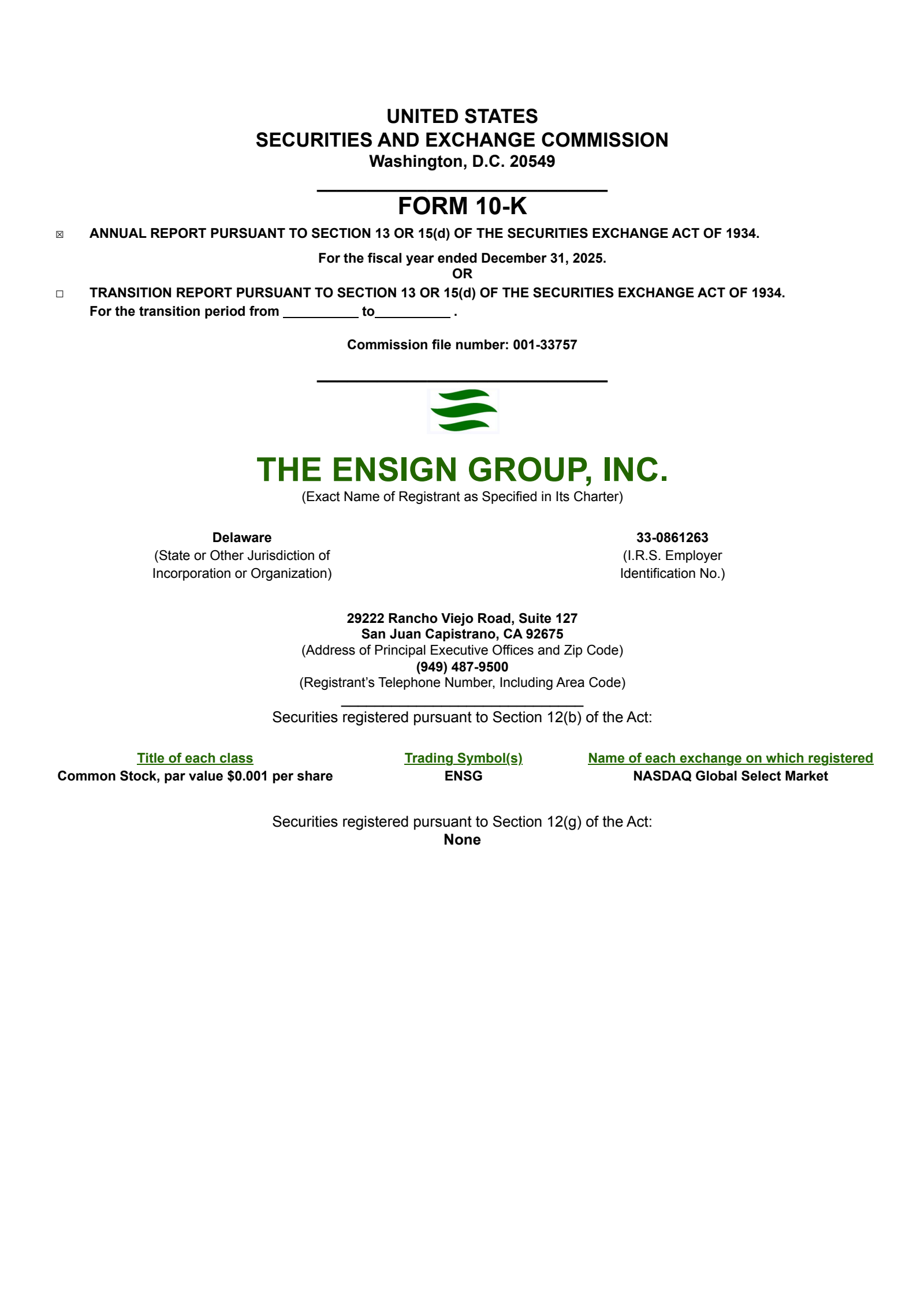 The Ensign Group's Q4 2025 Annual report