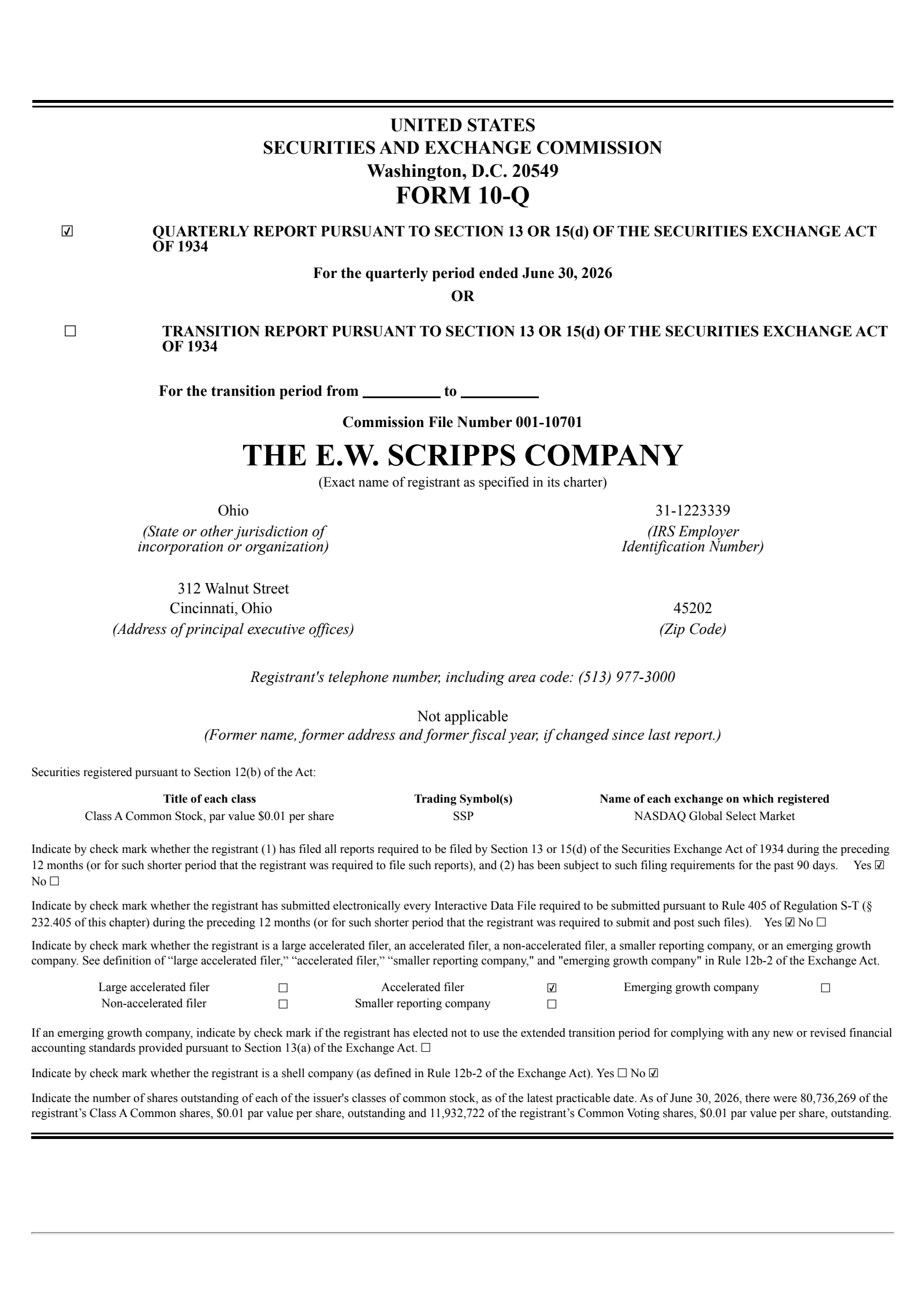 E.W. Scripps' Q2 2026 Quarterly report