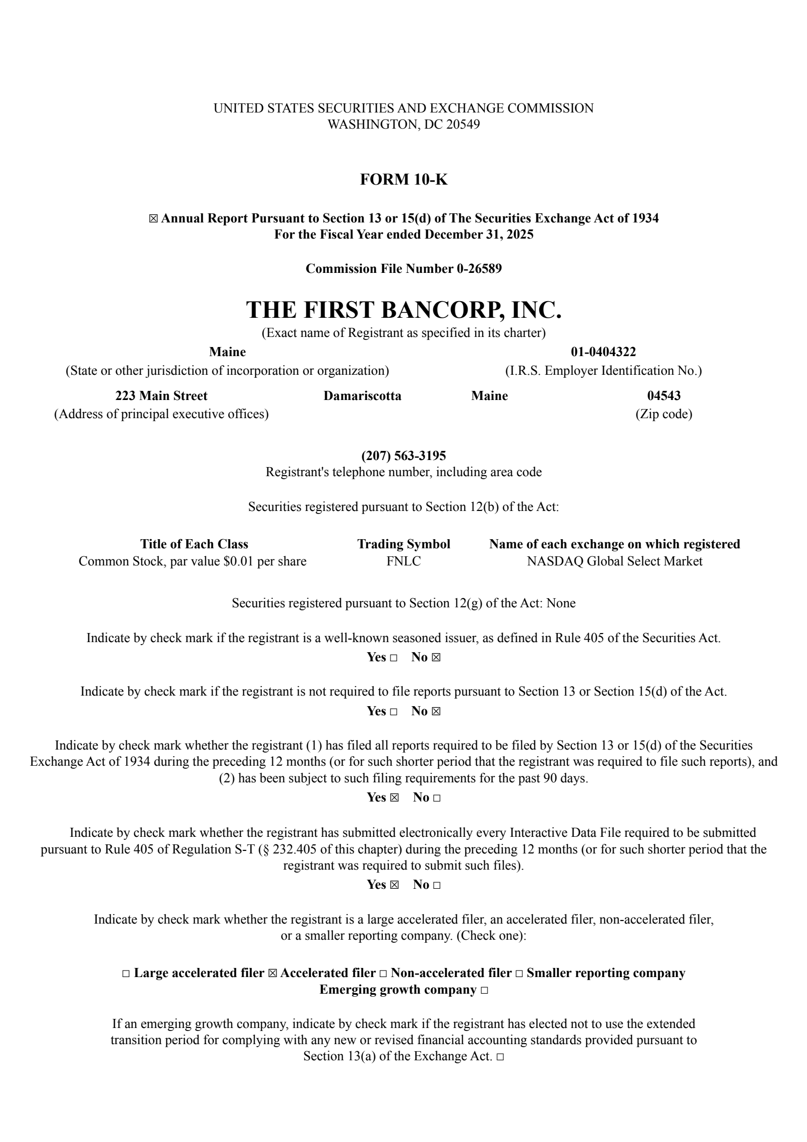 First Bancorp, Inc (ME)'s Q4 2025 Annual report