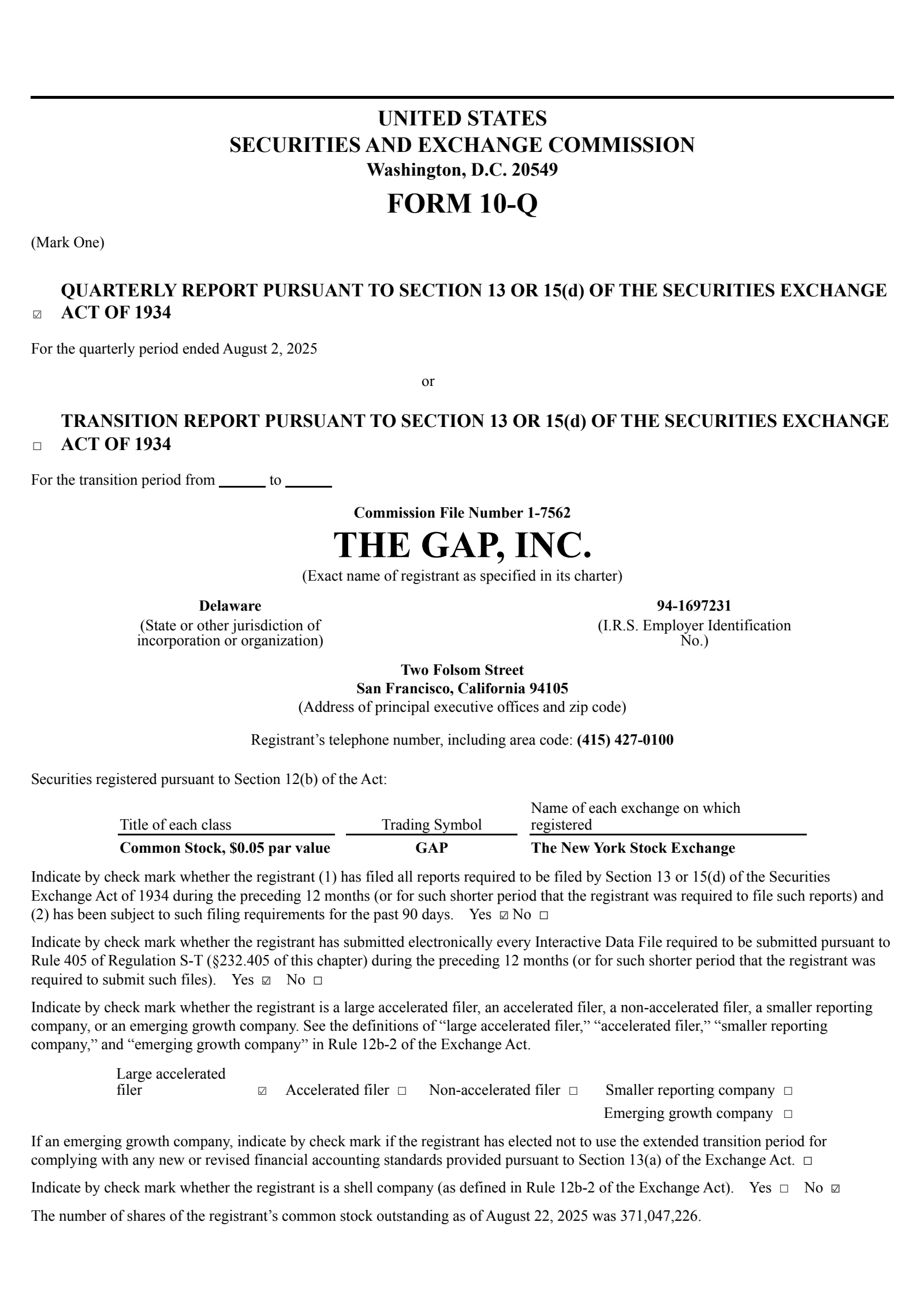 GAP's Q2 2026 Quarterly report