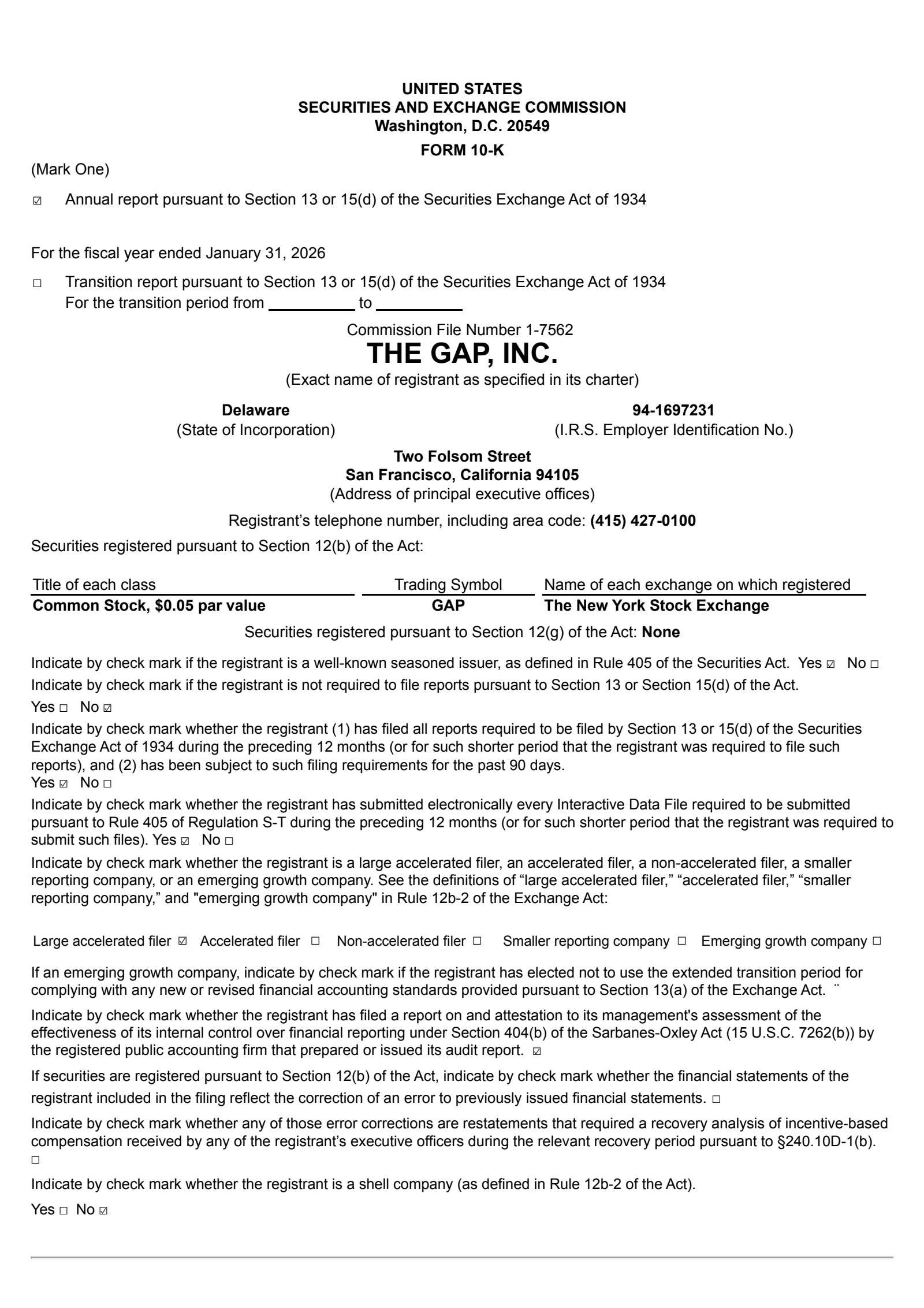 GAP's Q4 2025 Annual report