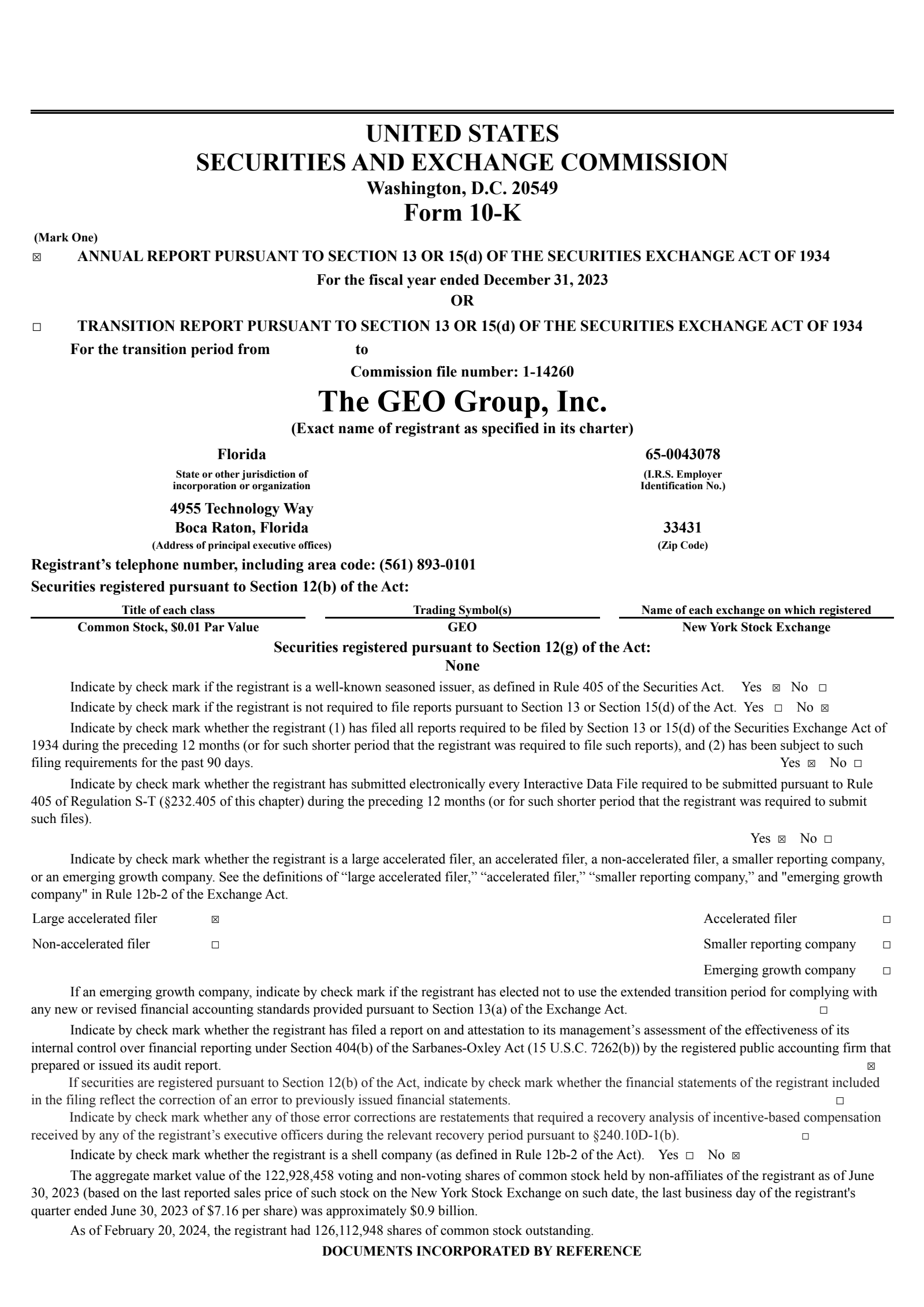 The GEO Group's Q4 2023 Annual report