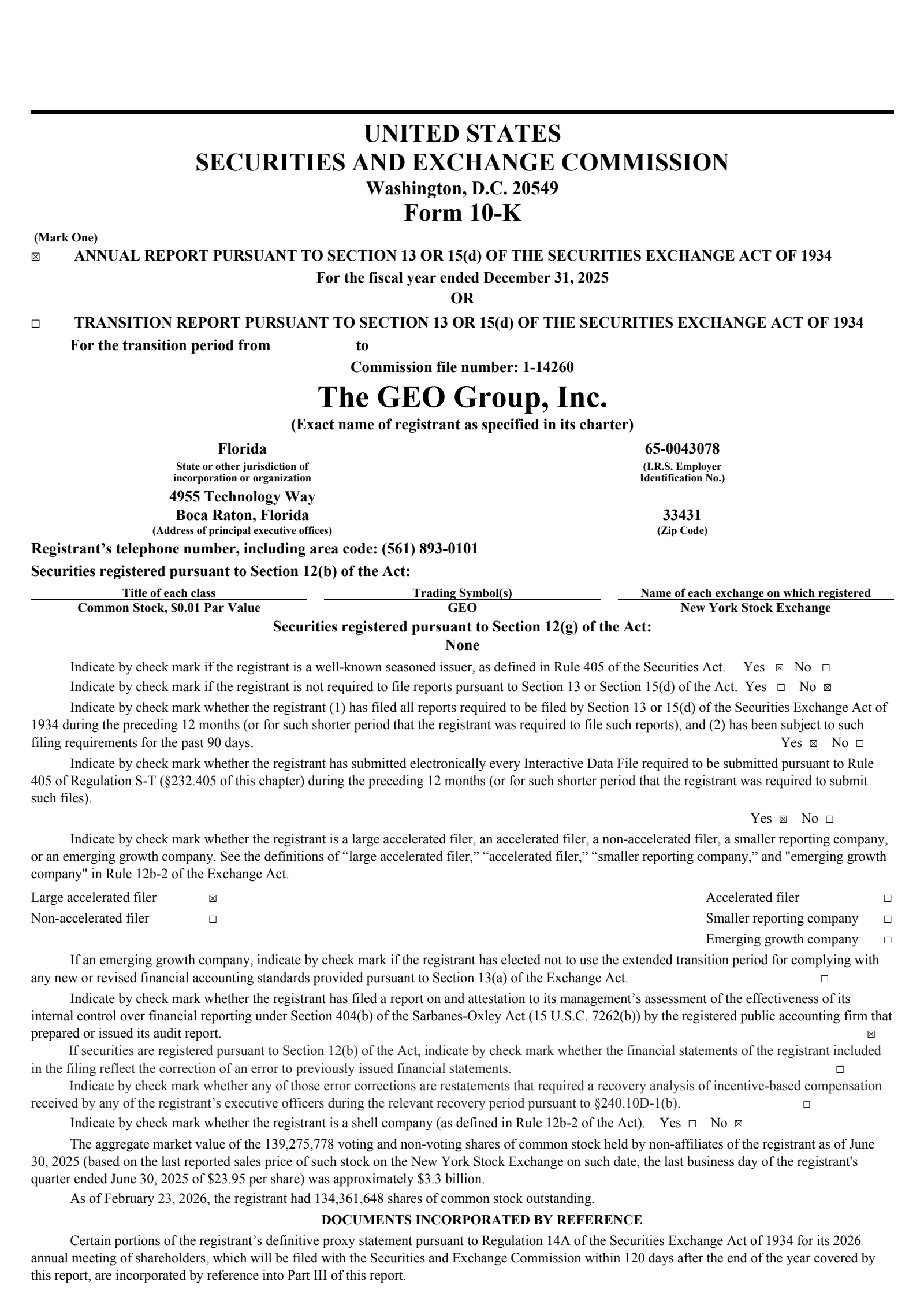 Geo Group's Q4 2025 Annual report