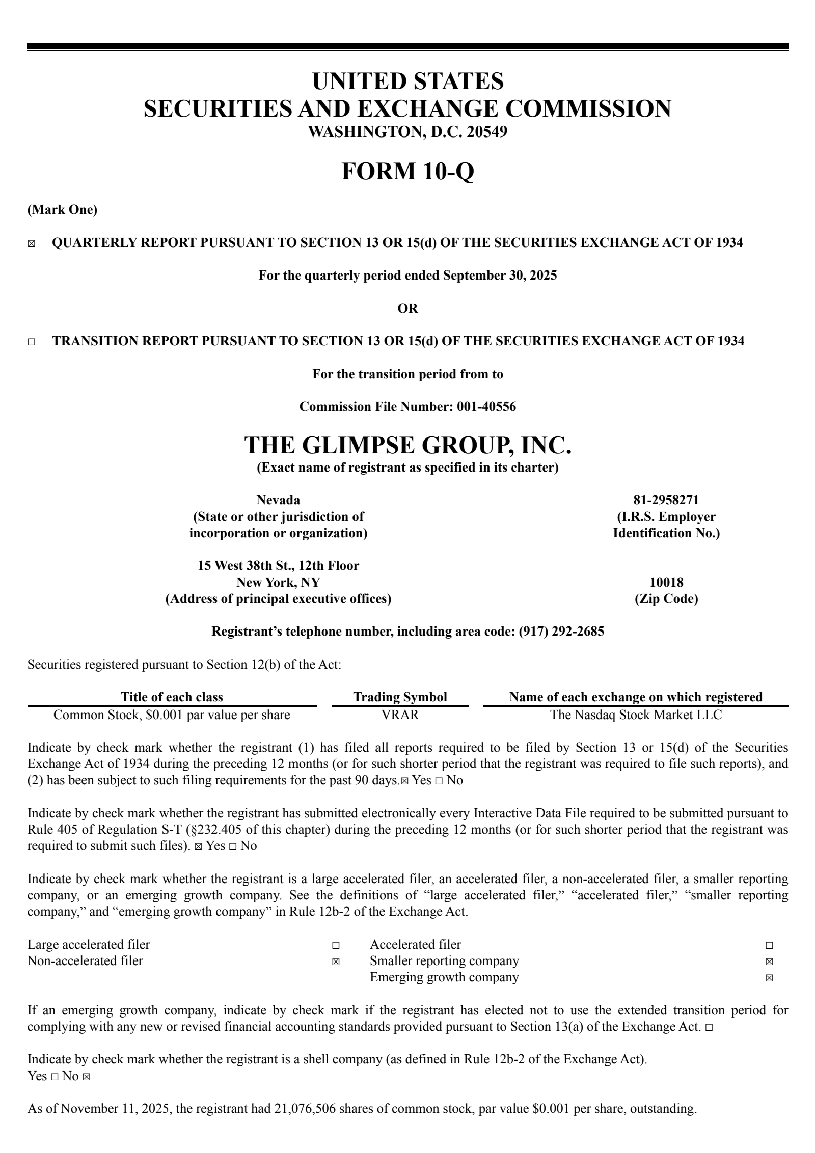 The Glimpse Group's Q1 2026 Quarterly Report