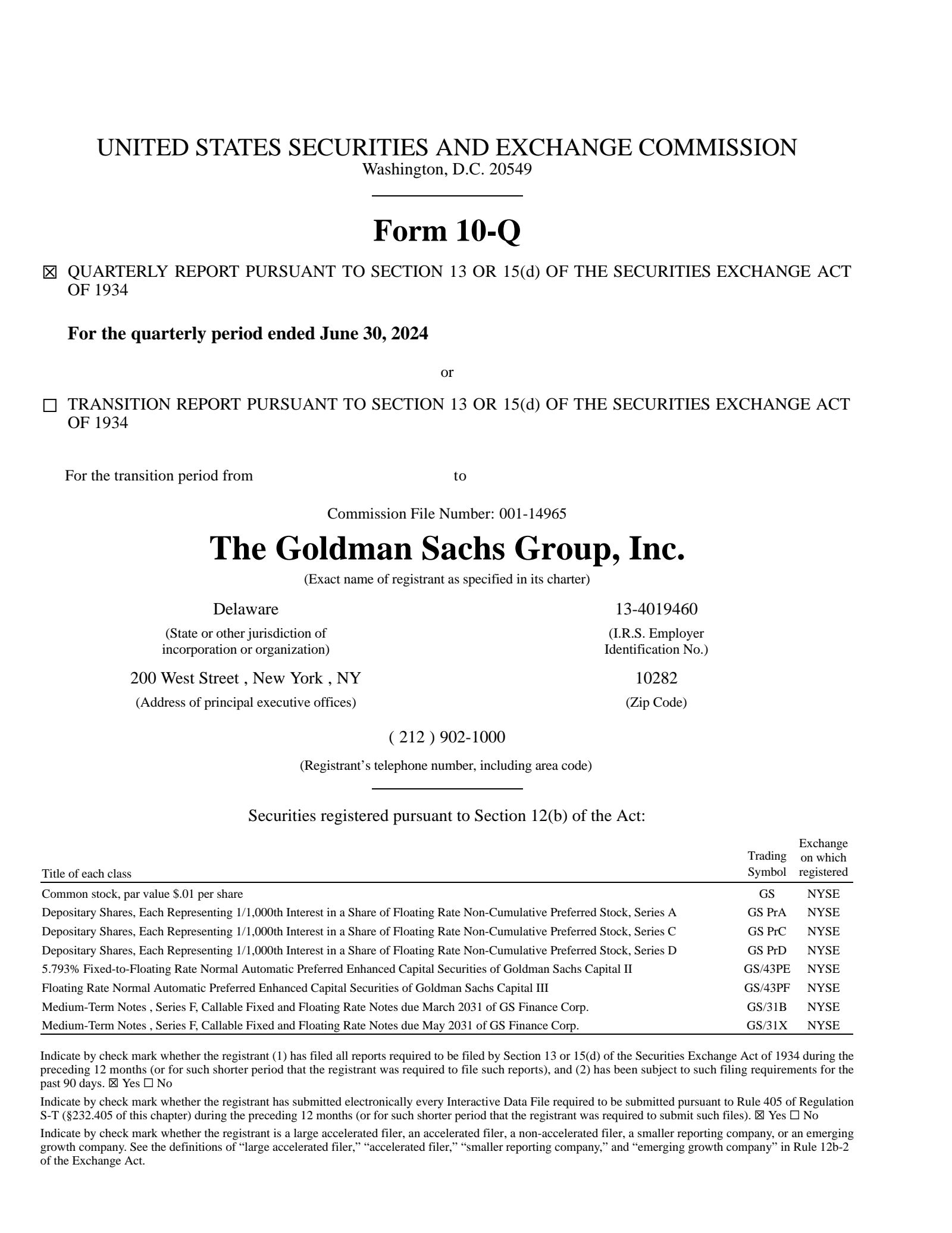 The Goldman Sachs Group's Q2 2024 Quarterly report
