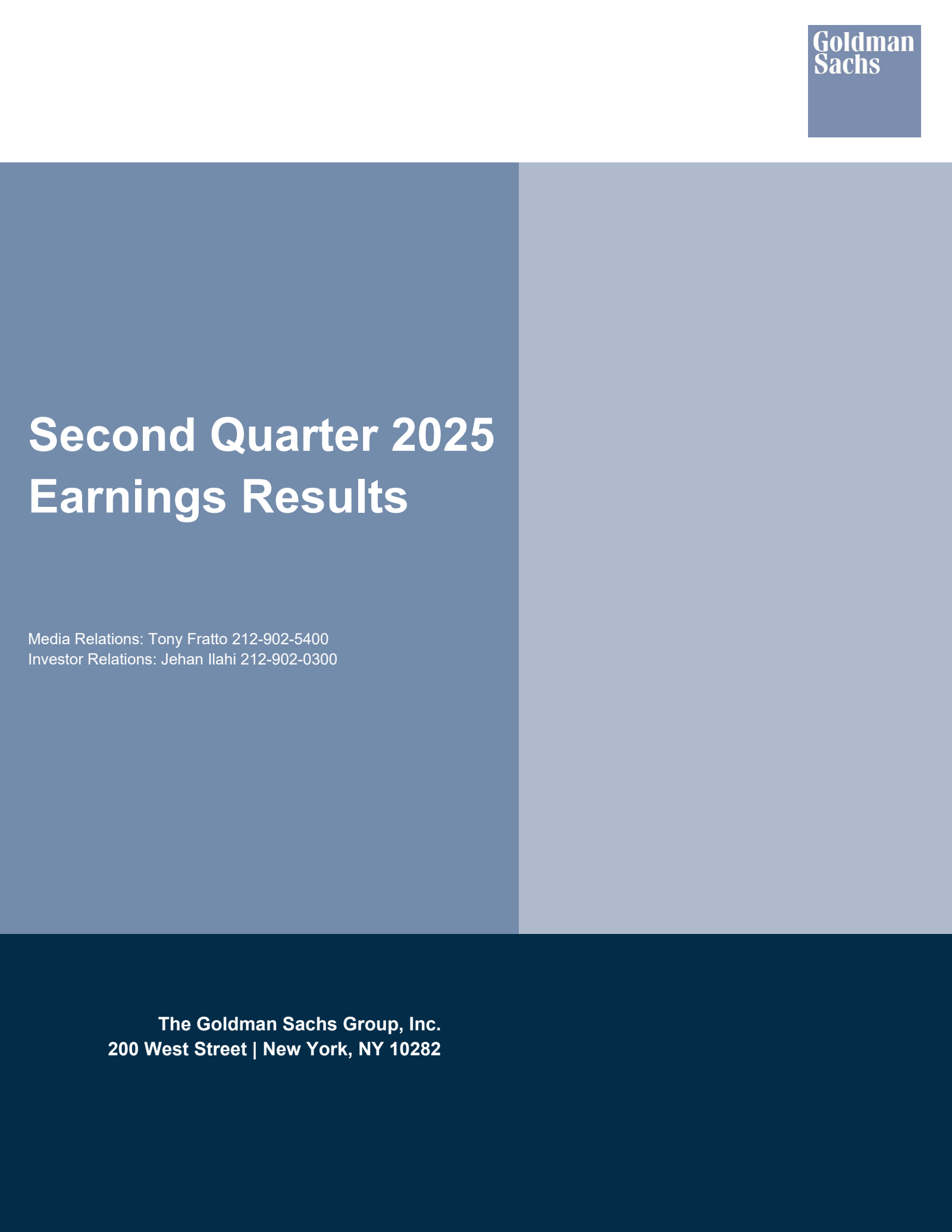 The Goldman Sachs Group's Q2 2025 Press Release
