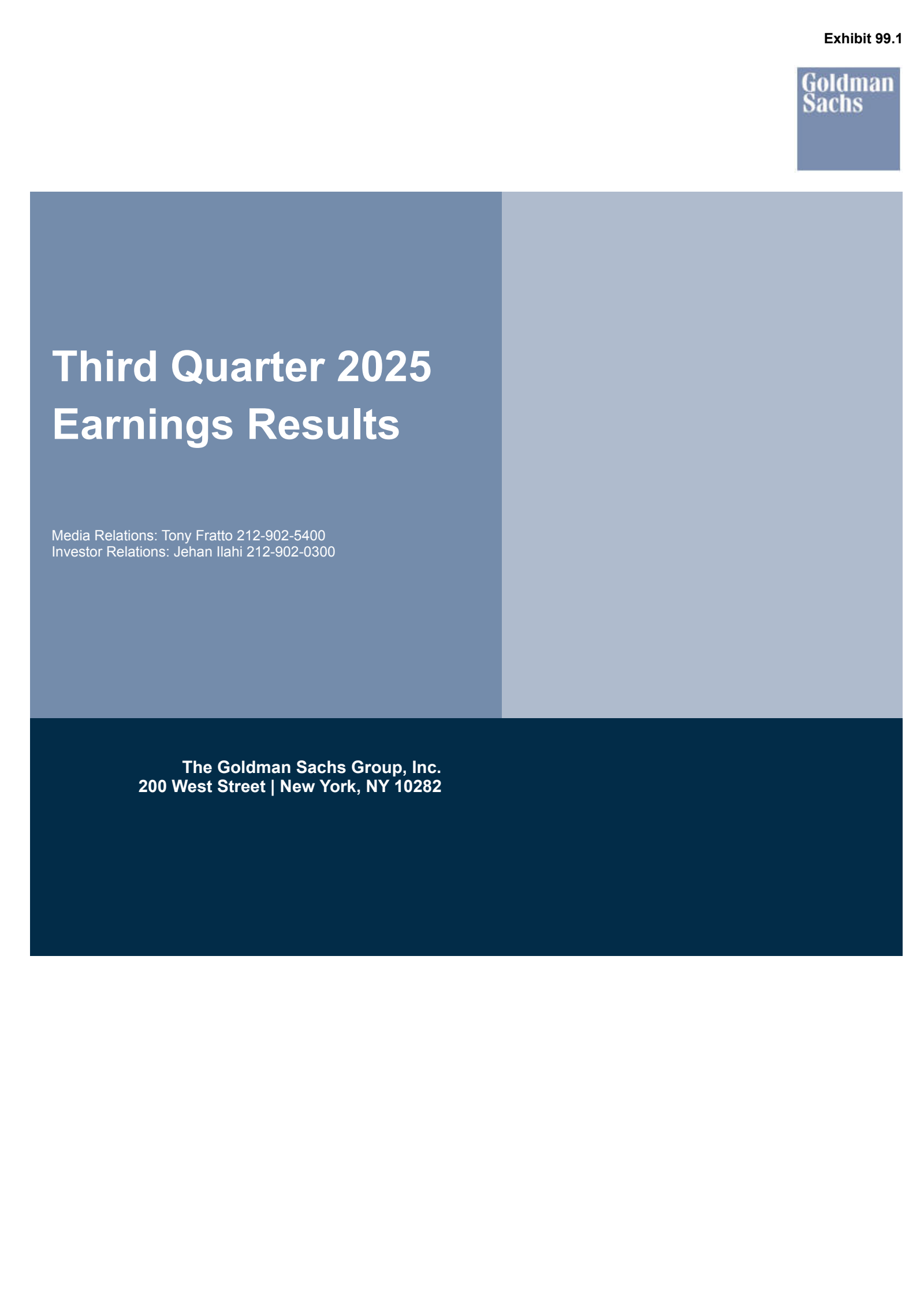 The Goldman Sachs Group's Q3 2025 Earnings Release