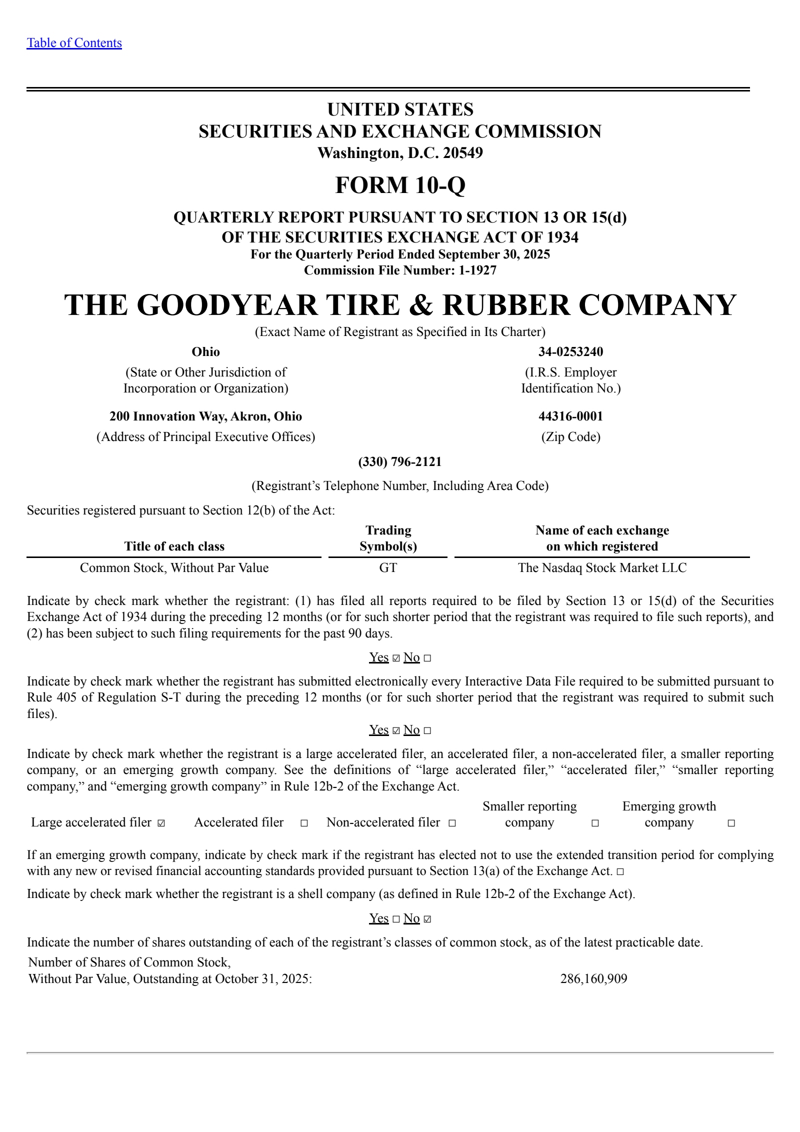 Goodyear Tire & Rubber's Q3 2025 Quarterly Report