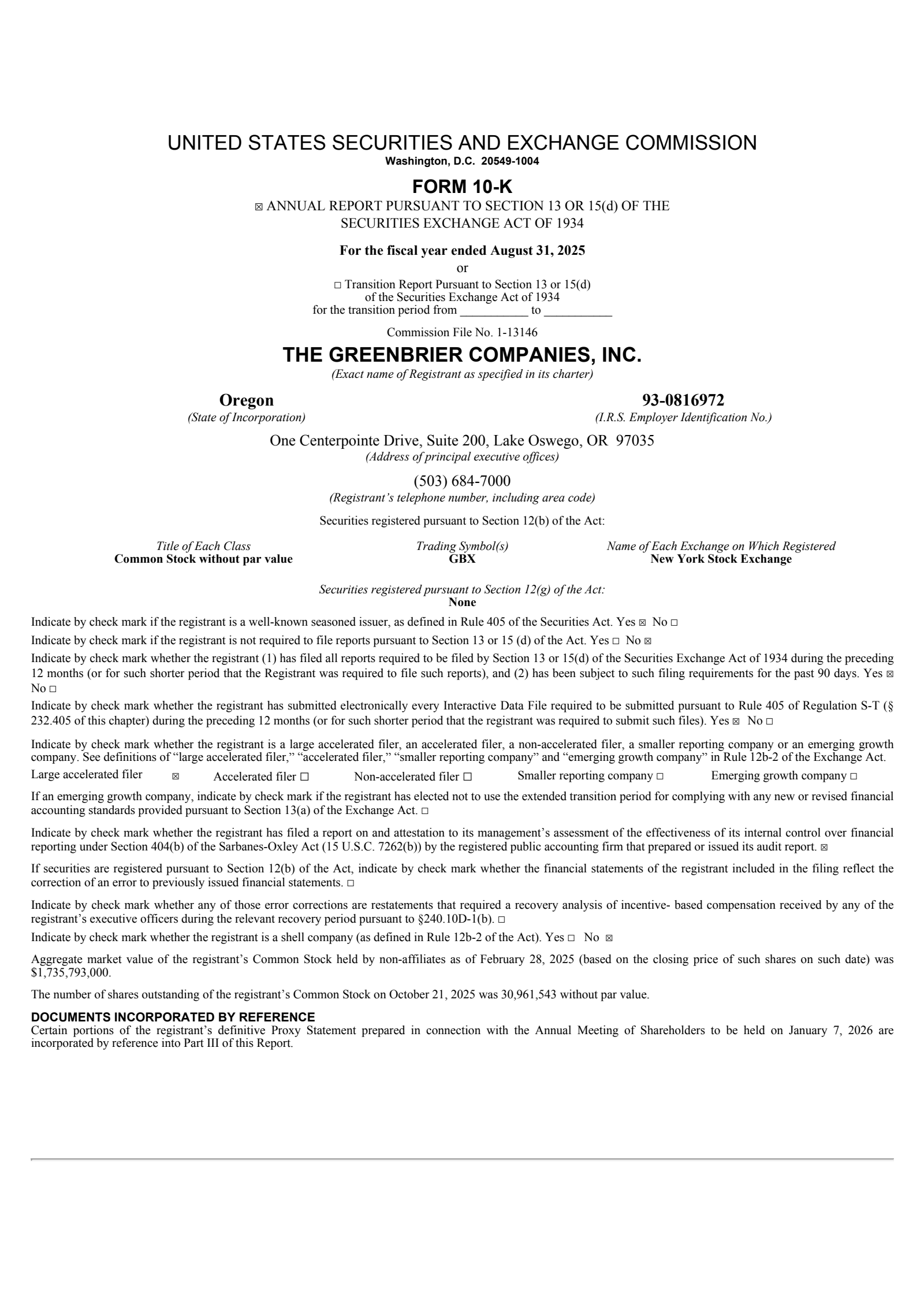 Greenbrier Companies' Q4 2025 Annual Report