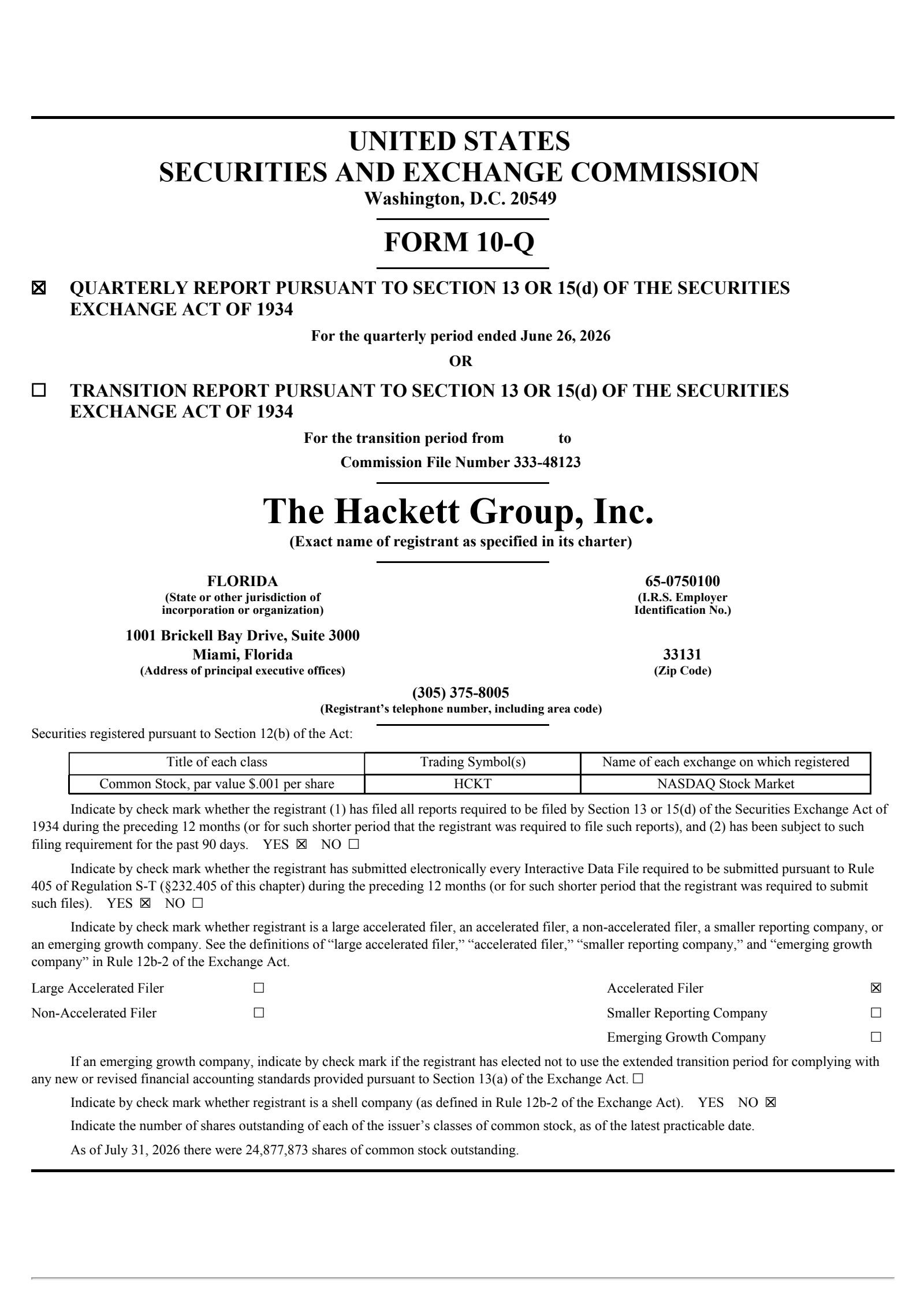 The Hackett Group's Q2 2026 Quarterly report
