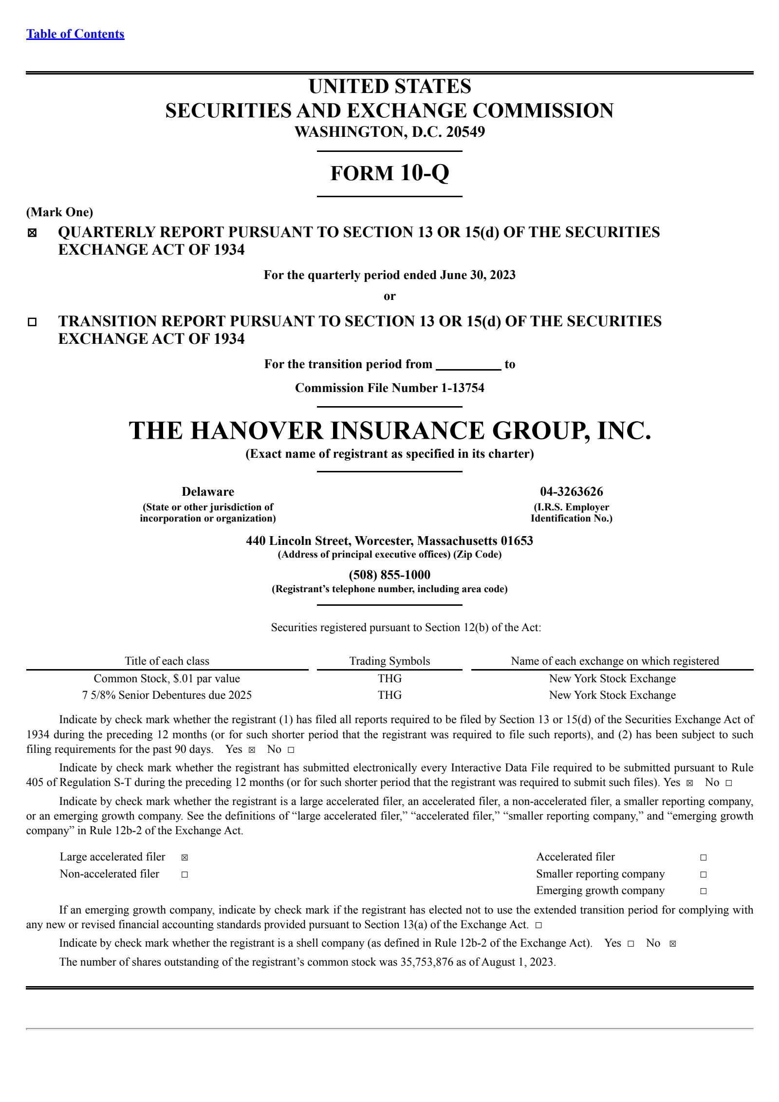 The Hanover Insurance Group's Q2 2023 Quarterly report