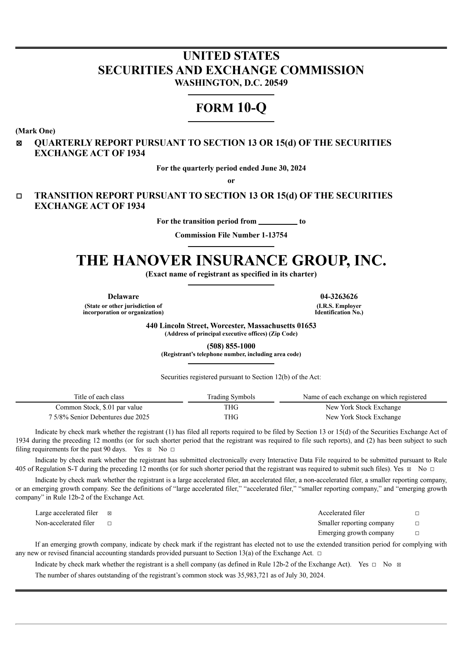 The Hanover Insurance Group's Q2 2024 Quarterly report