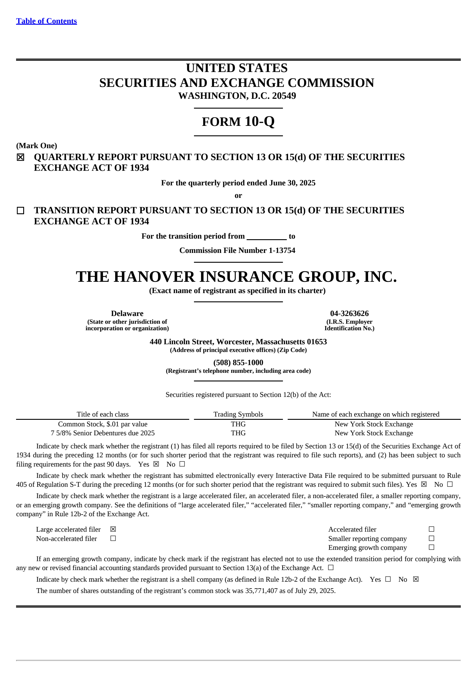 The Hanover Insurance Group's Q2 2025 Quarterly report