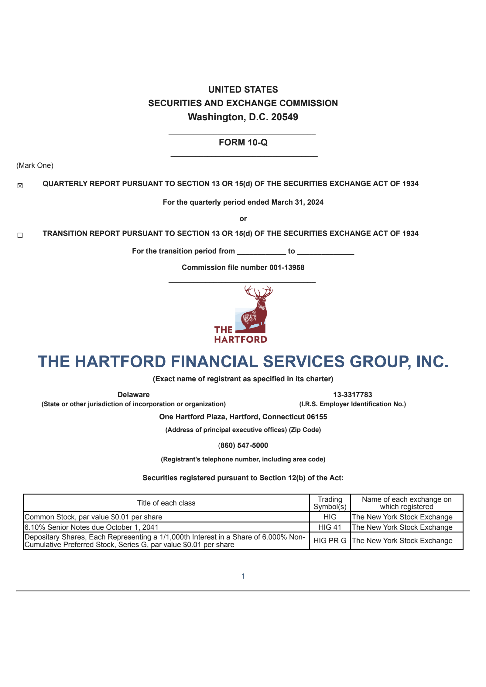 The Hartford Financial Services Group's Q1 2024 Quarterly report