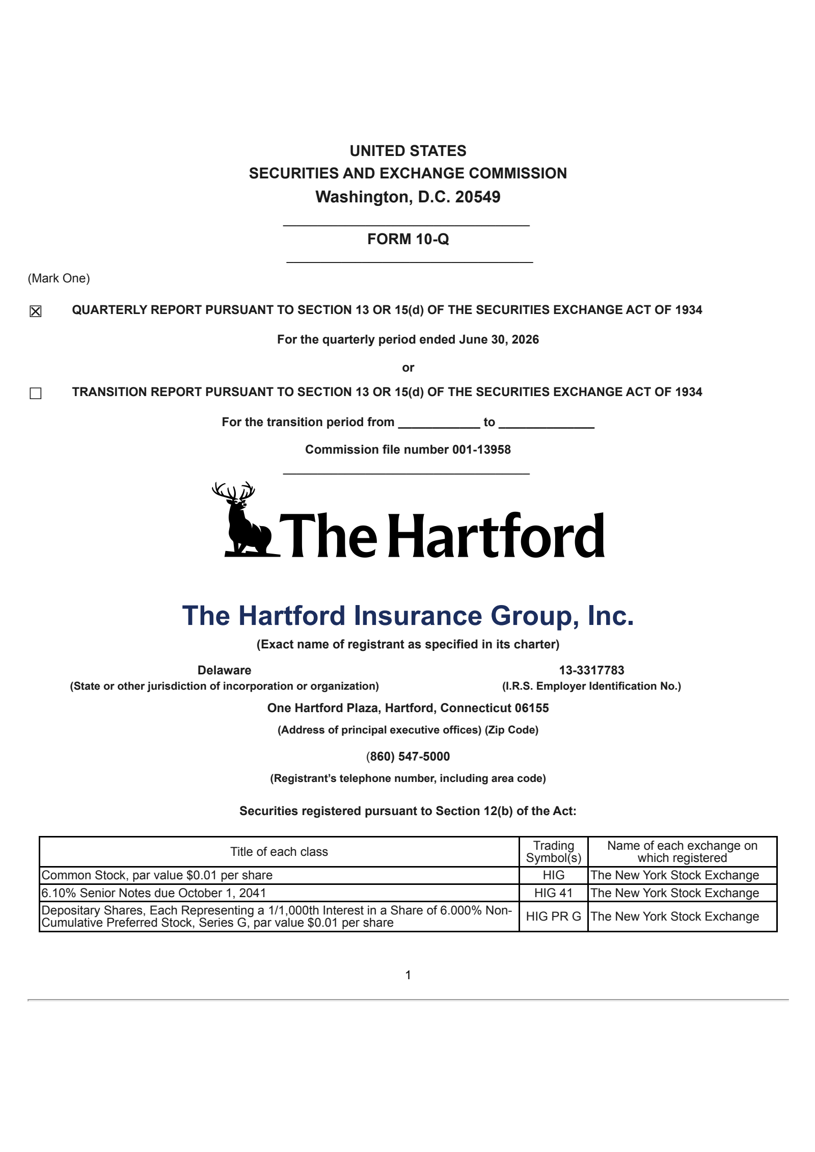 The Hartford Insurance Group's Q2 2026 Quarterly report