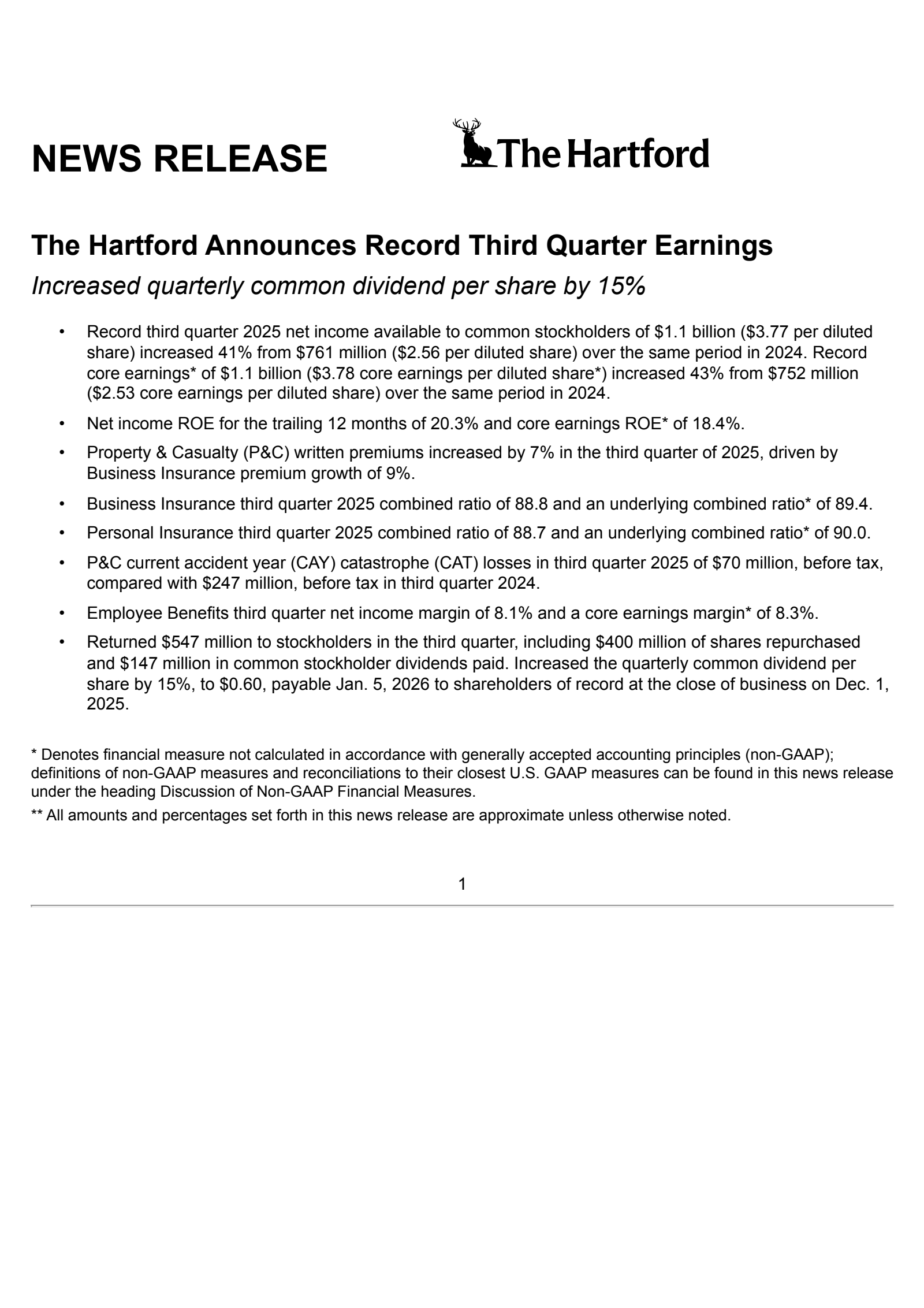 The Hartford Insurance Group's Q3 2025 Earnings Release