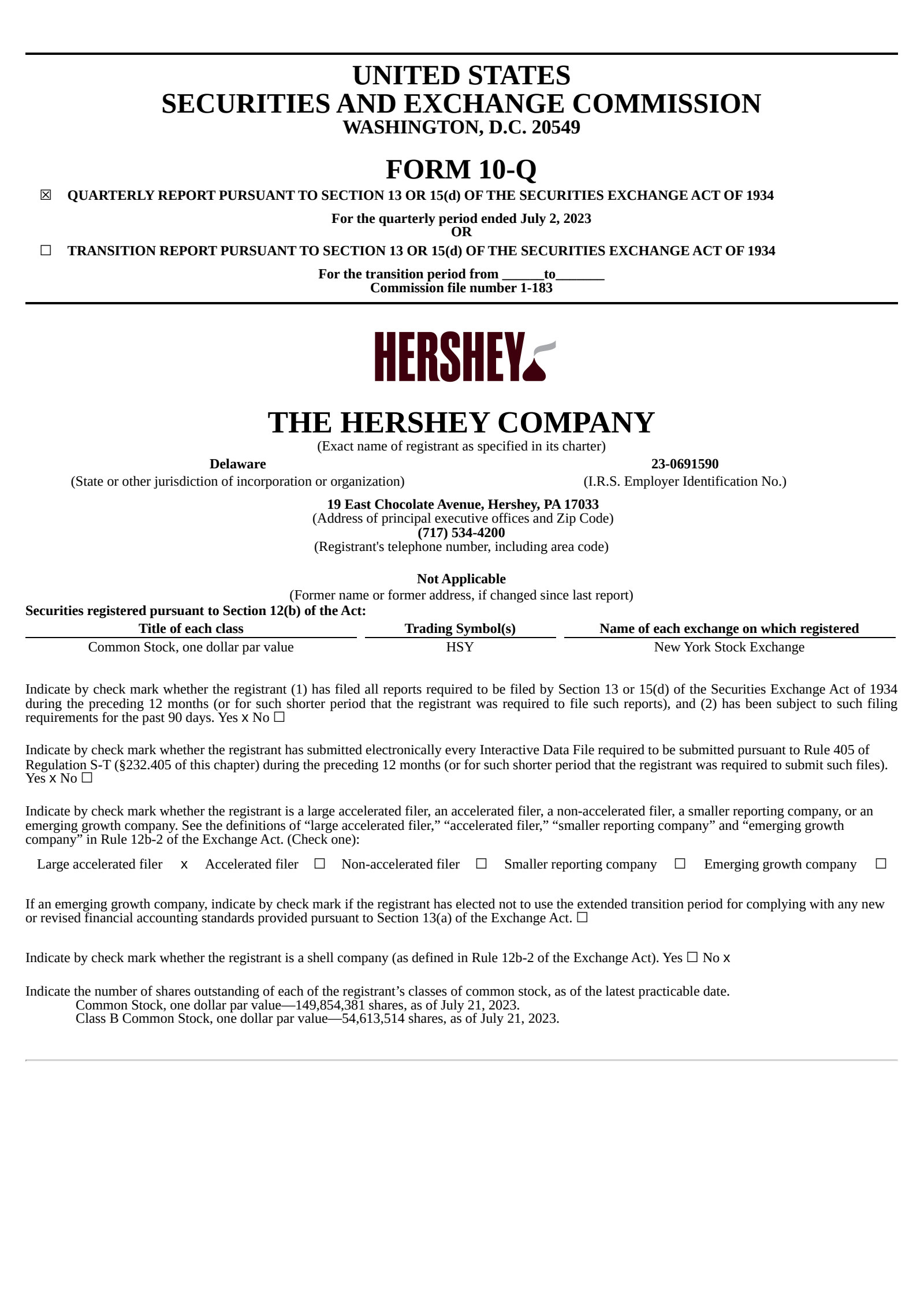 Hershey's Q2 2023 Prepared Remarks Quarterly Report