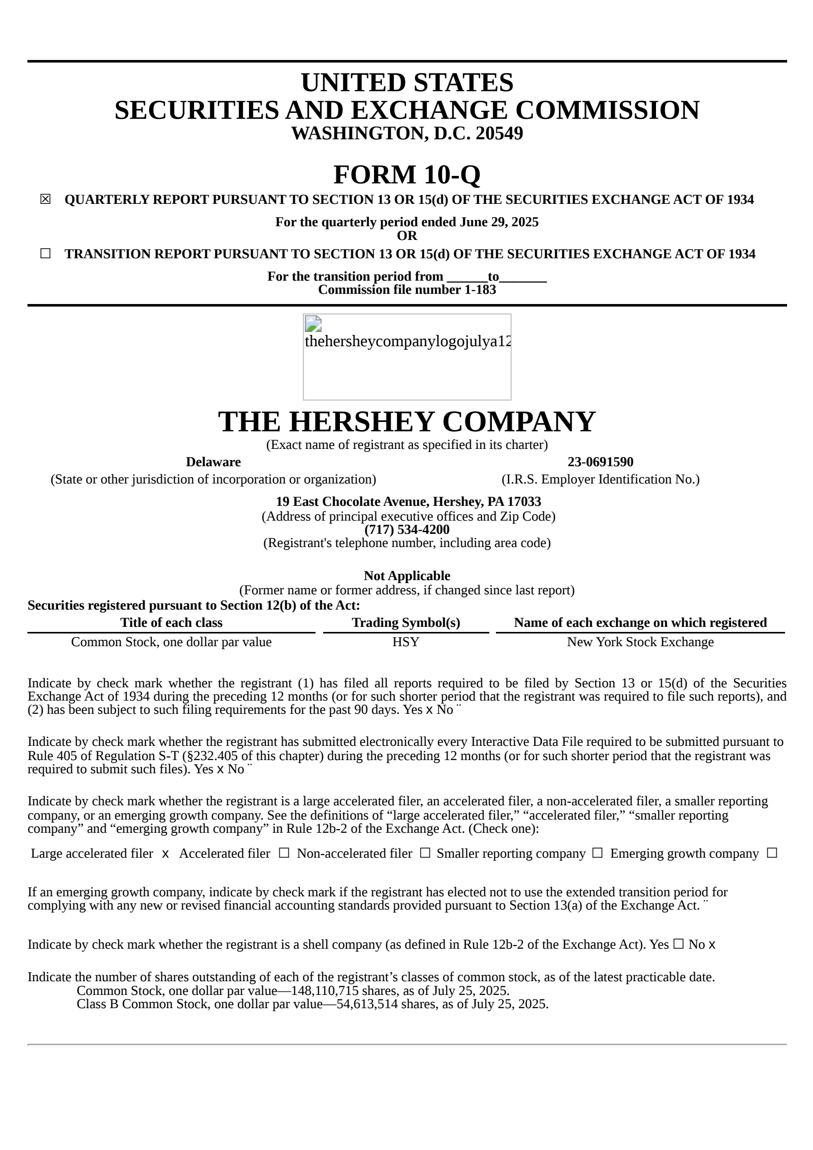 Hershey's Q2 2025 Prepared Remarks Quarterly report