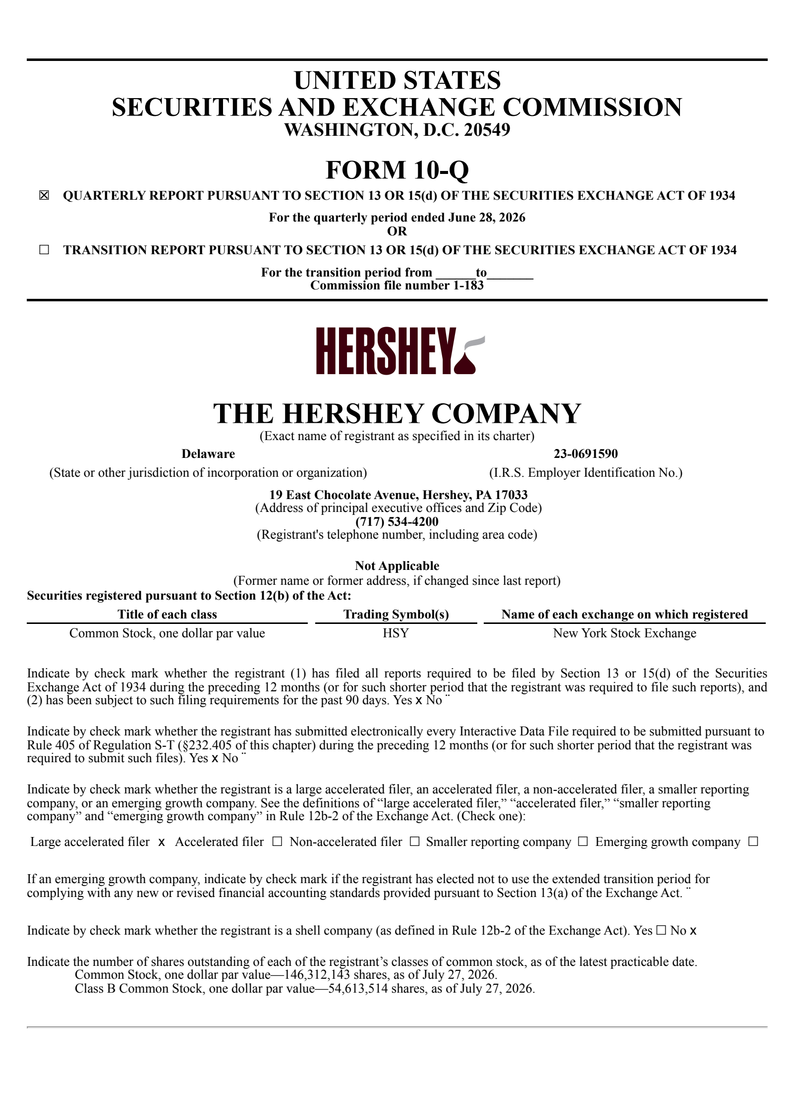Hershey's Q2 2026 Prepared Remarks Quarterly report