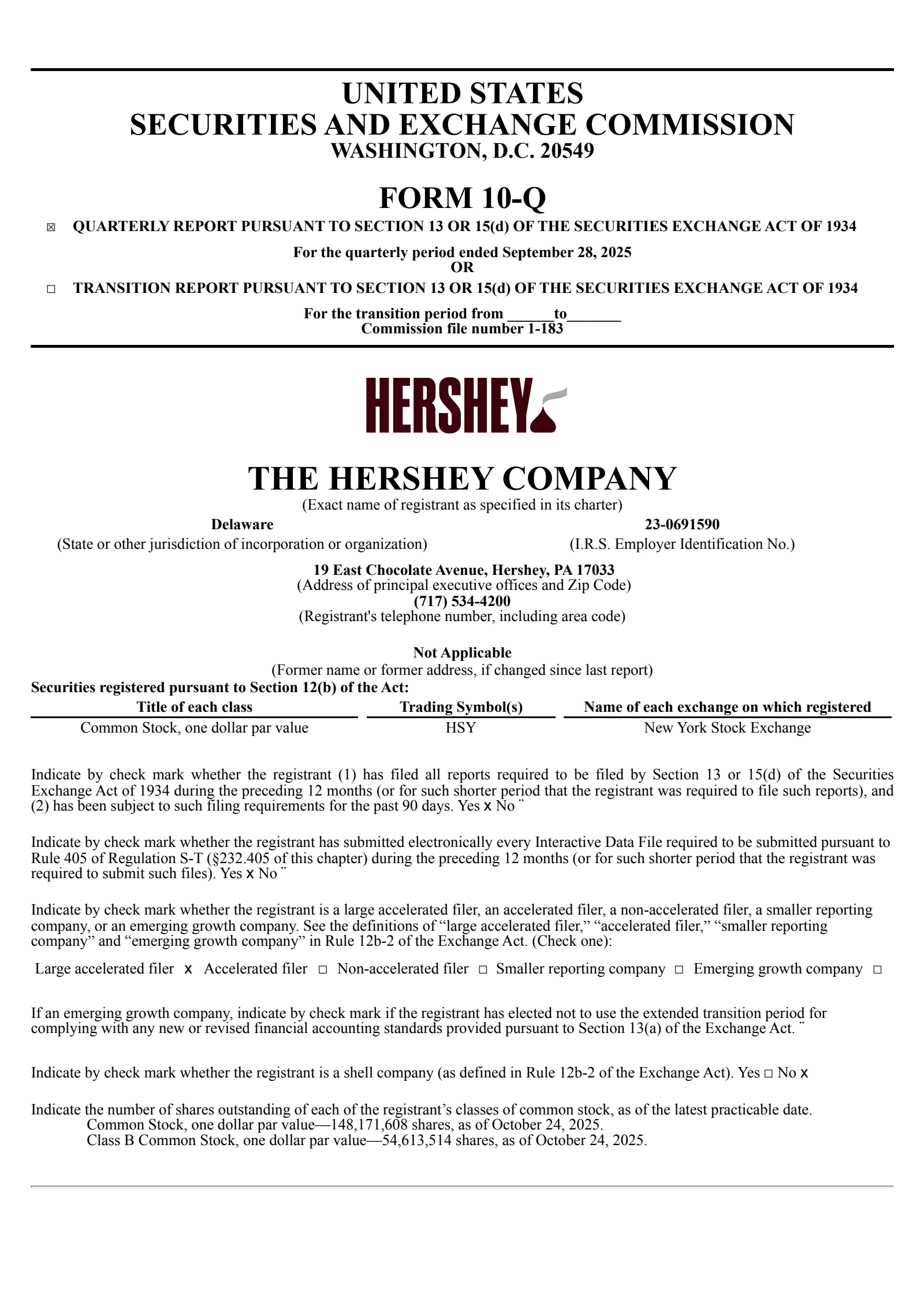 Hershey's Q3 2025 Prepared Remarks Quarterly Report
