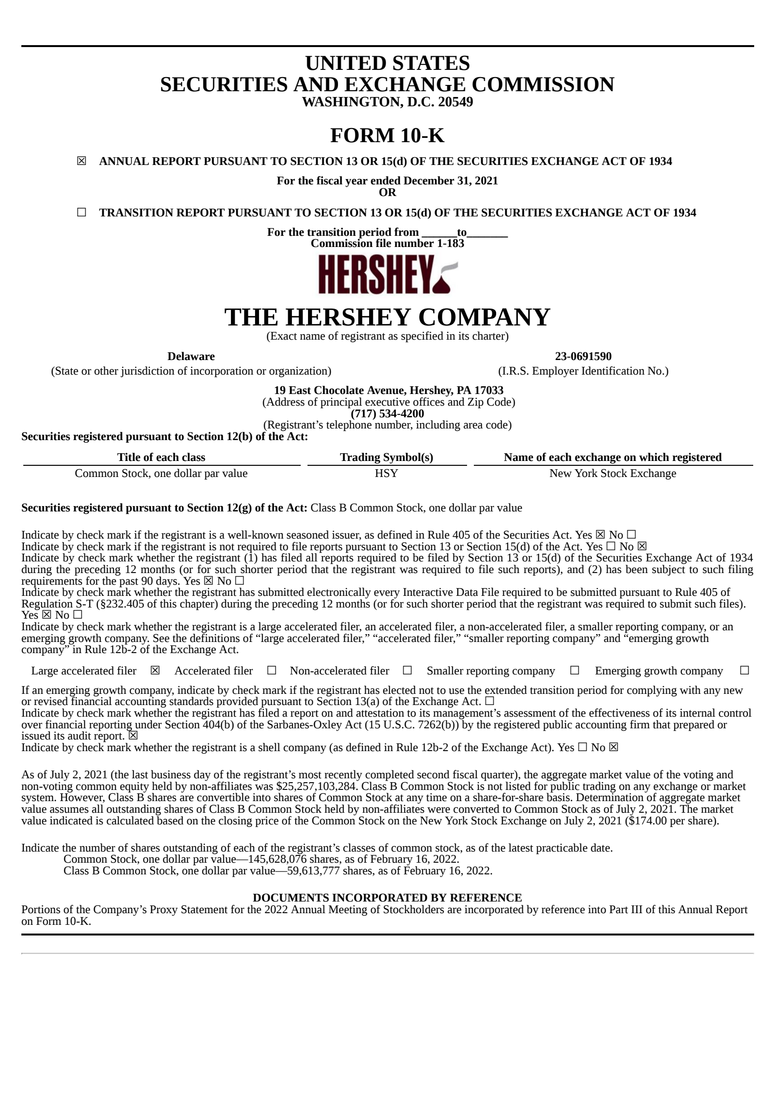 Hershey's Q4 2021 Prepared Remarks Annual Report