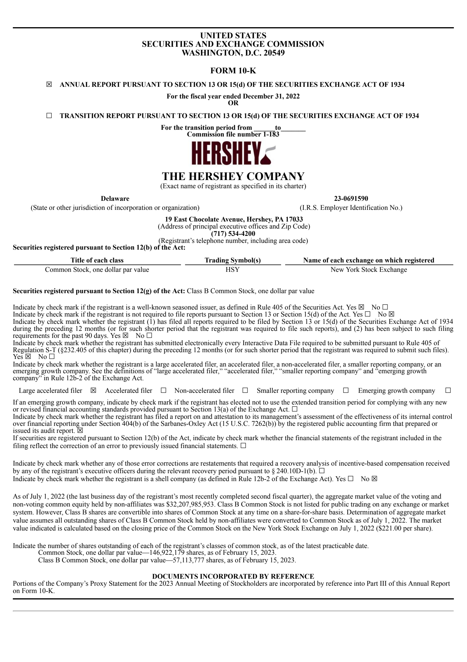 Hershey's Q4 2022 Prepared Remarks Annual Report