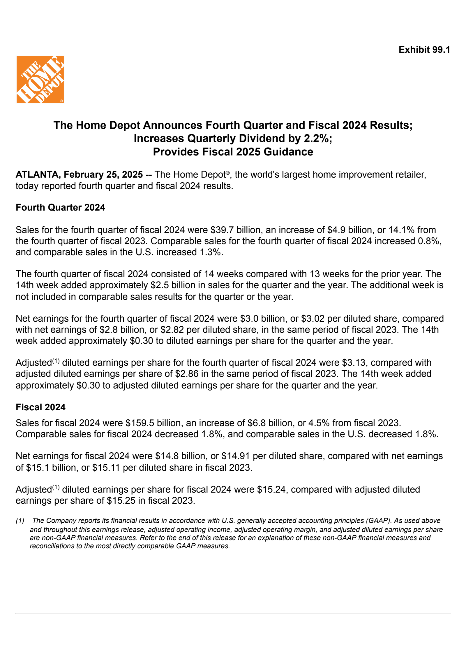 Home Depot's Q4 2025 Press Release