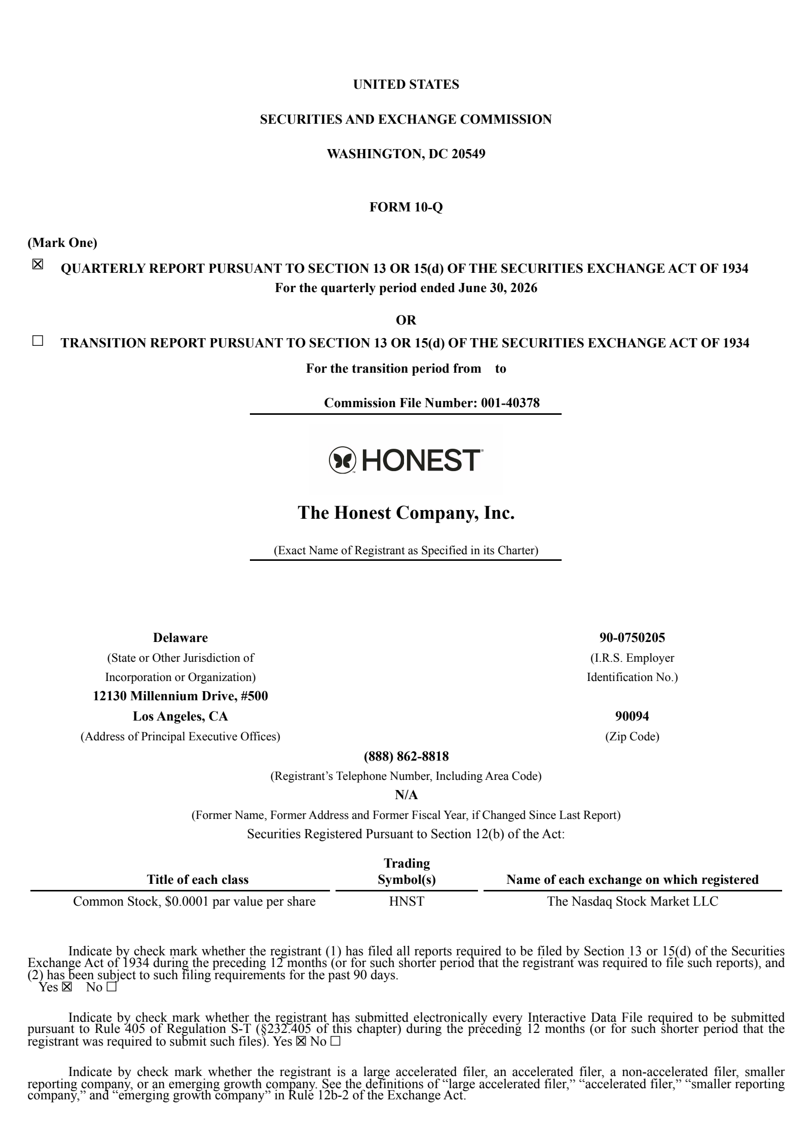 Honest's Q2 2026 Quarterly report