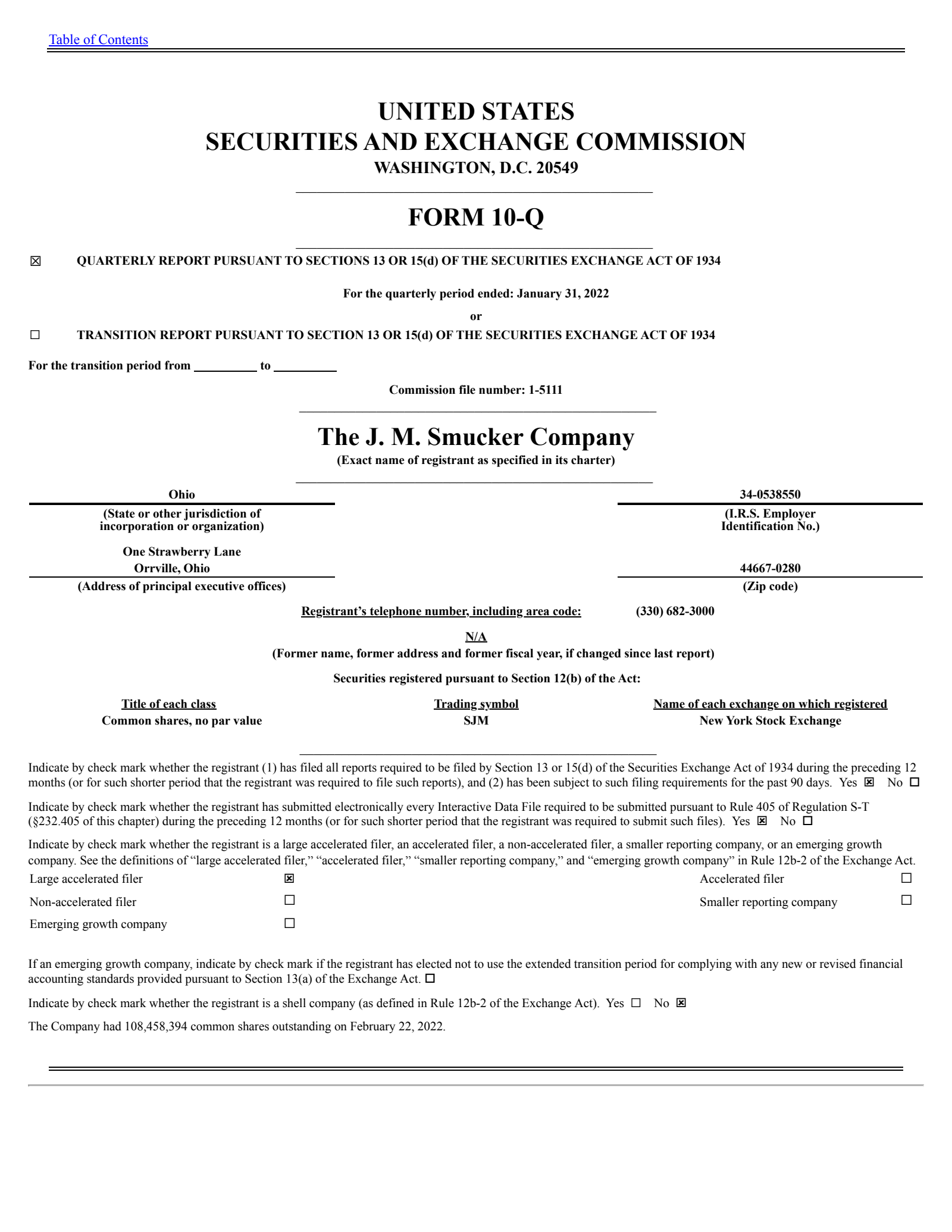 J. M. Smucker's Q3 2022 Prepared Remarks Quarterly Report