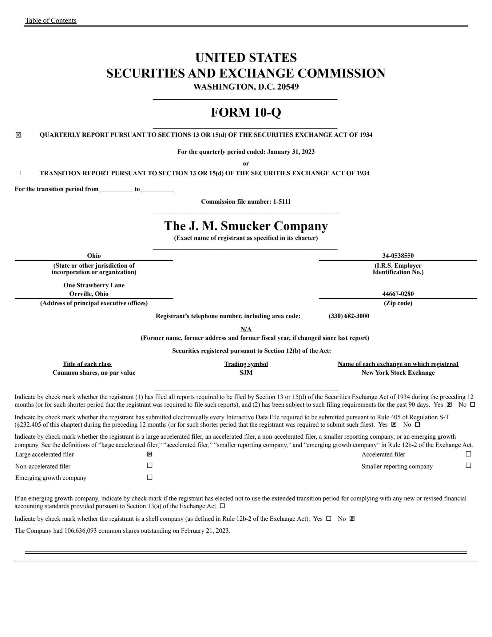 J. M. Smucker's Q3 2023 Prepared Remarks Quarterly Report